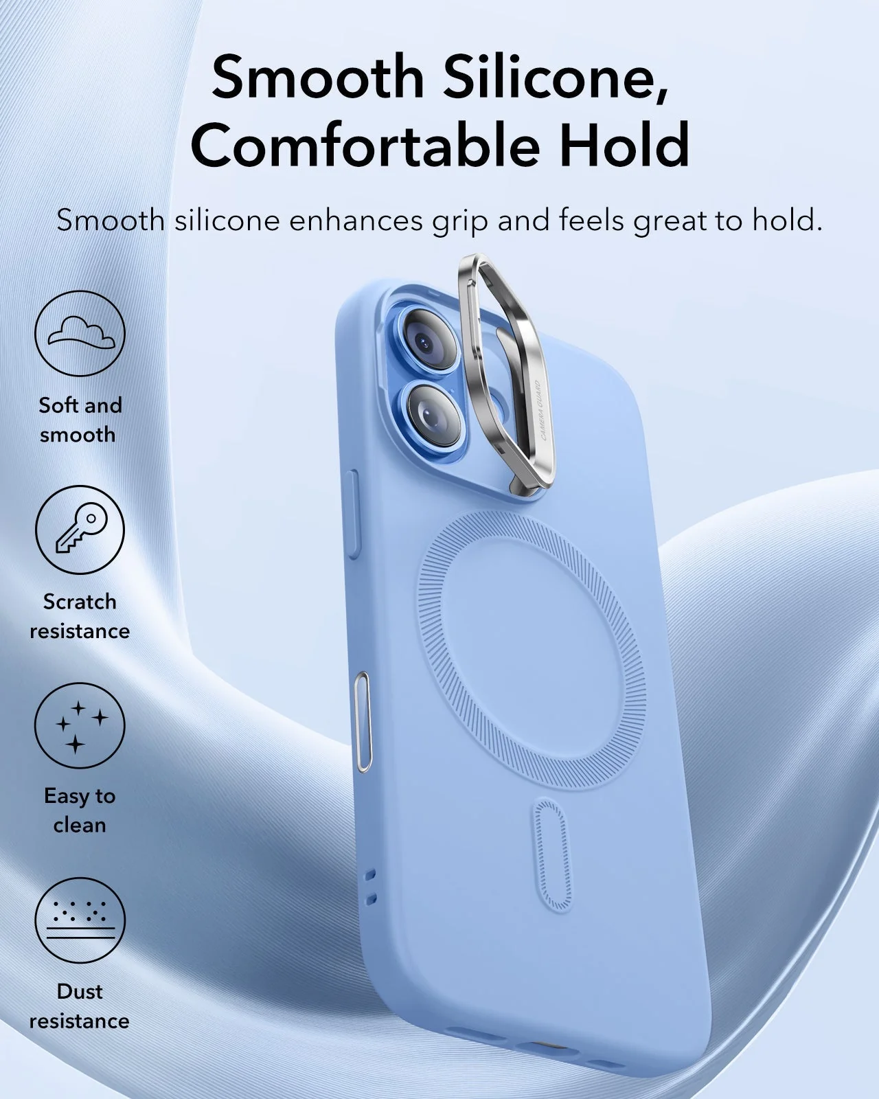 iPhone 17 Cloud Soft Magnetic Case (Camera Control, Stash Stand) - Mist Blue - Image 3
