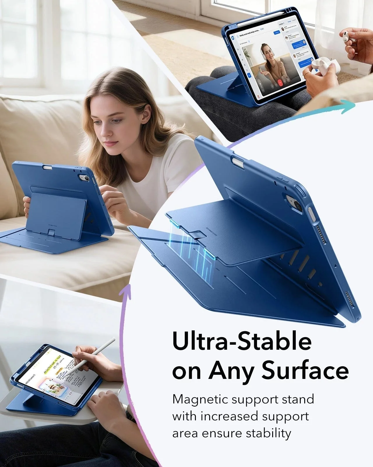 iPad Air 11" (M4) 2026 Bundle Flip Magnetic Case with Pencil Holder & Armorite® Protection - Navy Blue - Image 5