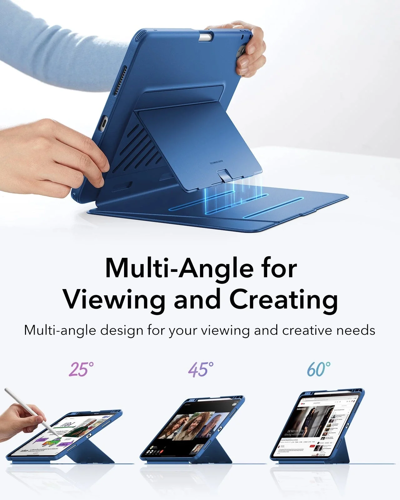 iPad Air 13" (M4) 2026 Bundle Flip Magnetic Case with Pencil Holder & Armorite® Paper-Feel Protection - Navy Blue - Image 4