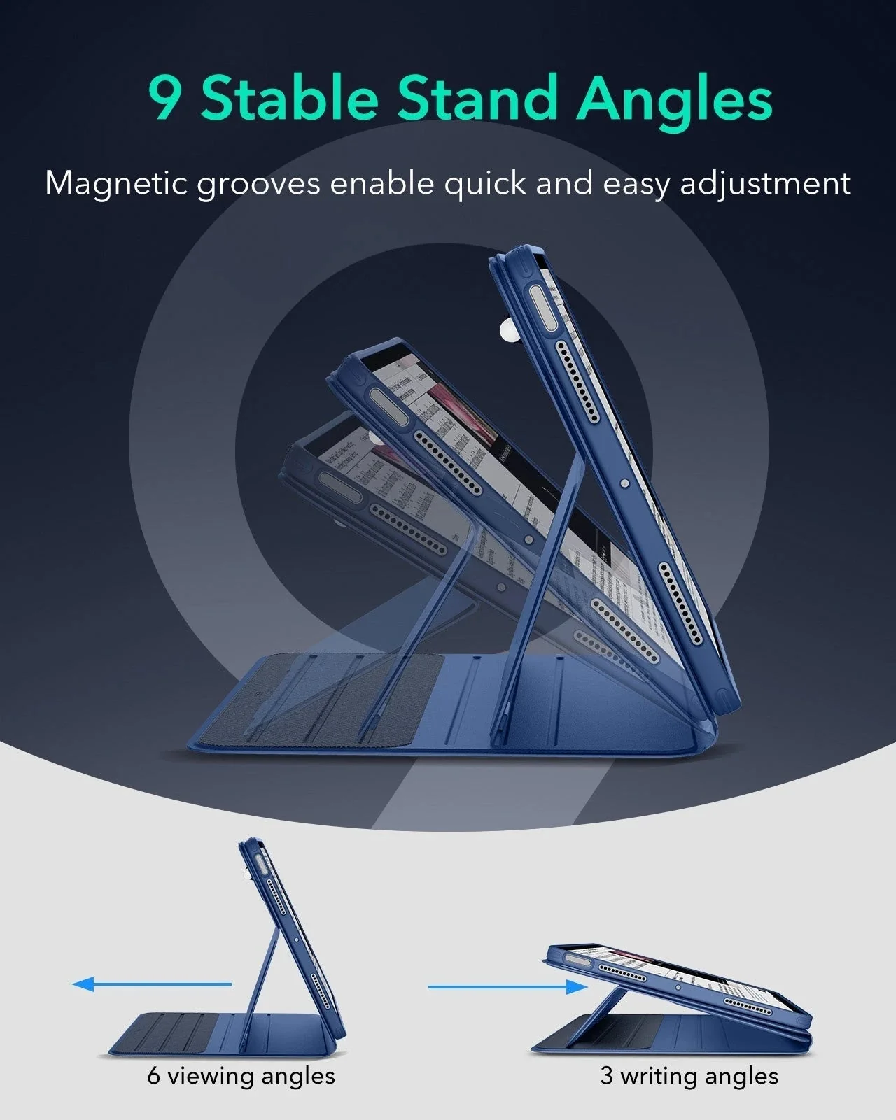 iPad Air 11" (M3) 2025 Bundle Shift Magnetic Case & Armorite® Paper-Feel Protection - Navy Blue - Image 7