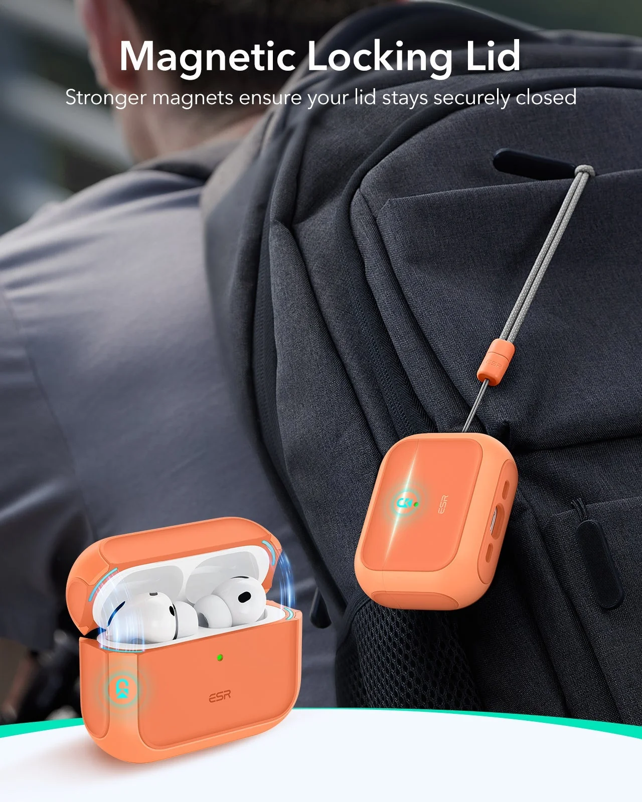 AirPods Pro 3 Orbit Hybrid Magnetic Case - Orange - Image 4