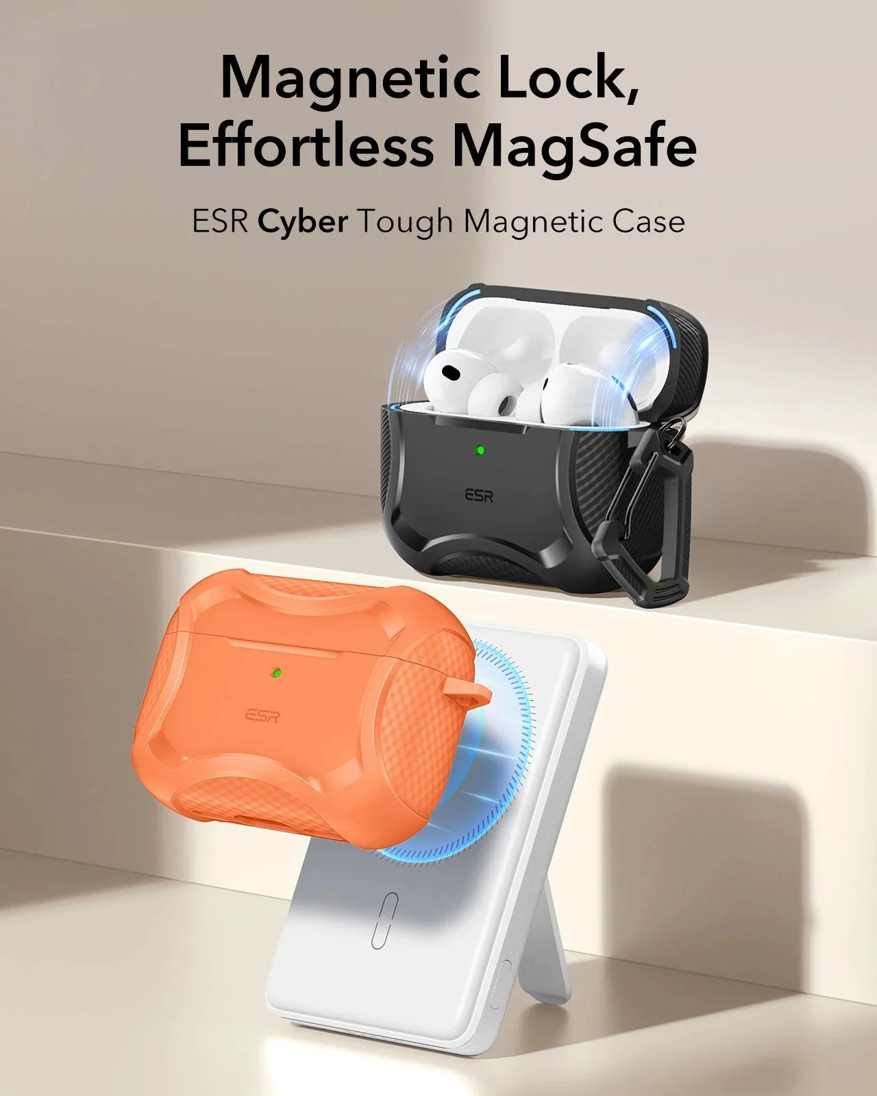 AirPods Pro 3 Cyber Tough Magnetic Case - Orange - Image 3