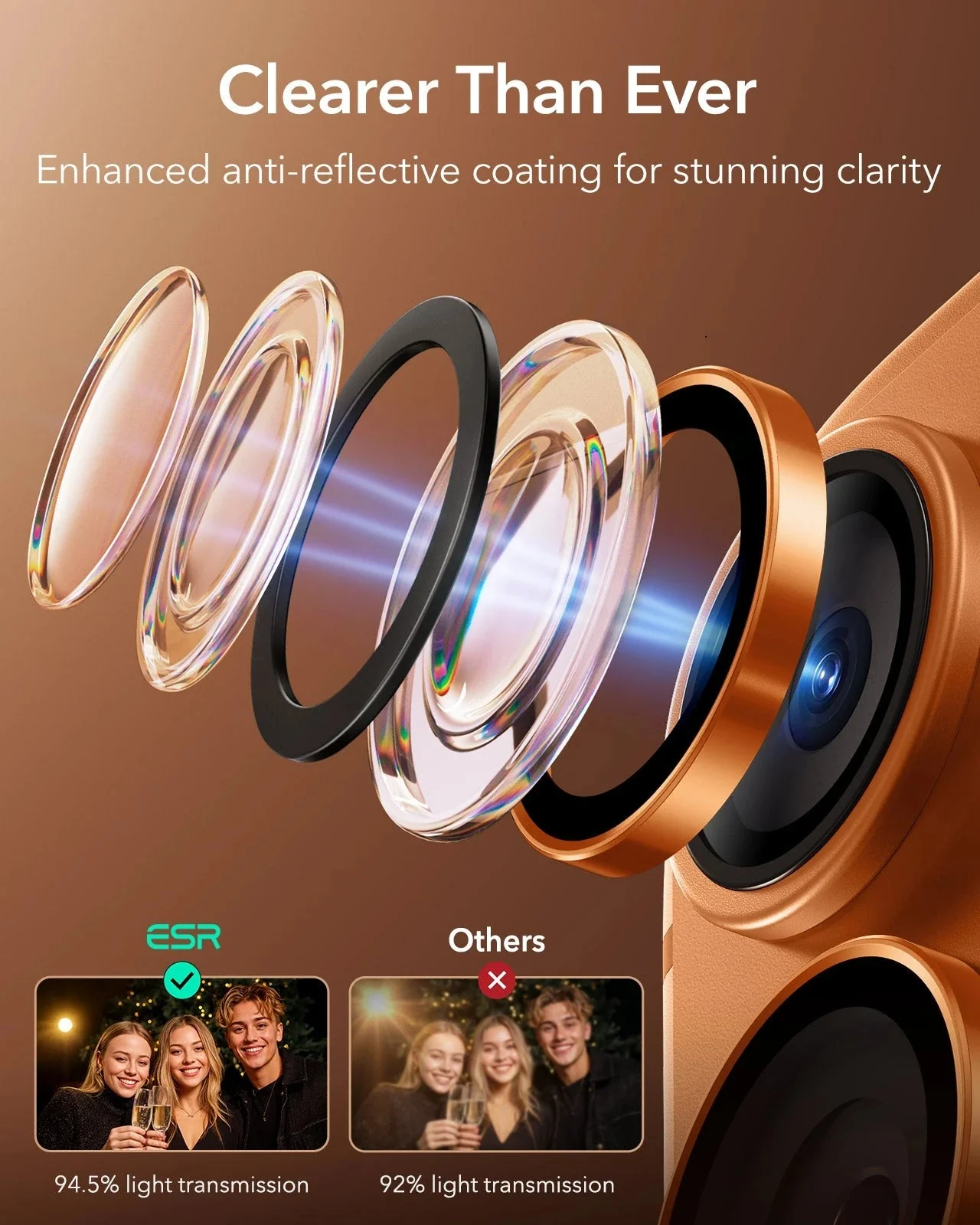 iPhone 17 Pro Max/17 Pro Armorite®️ Camera Lens Protector - Orange - Image 5