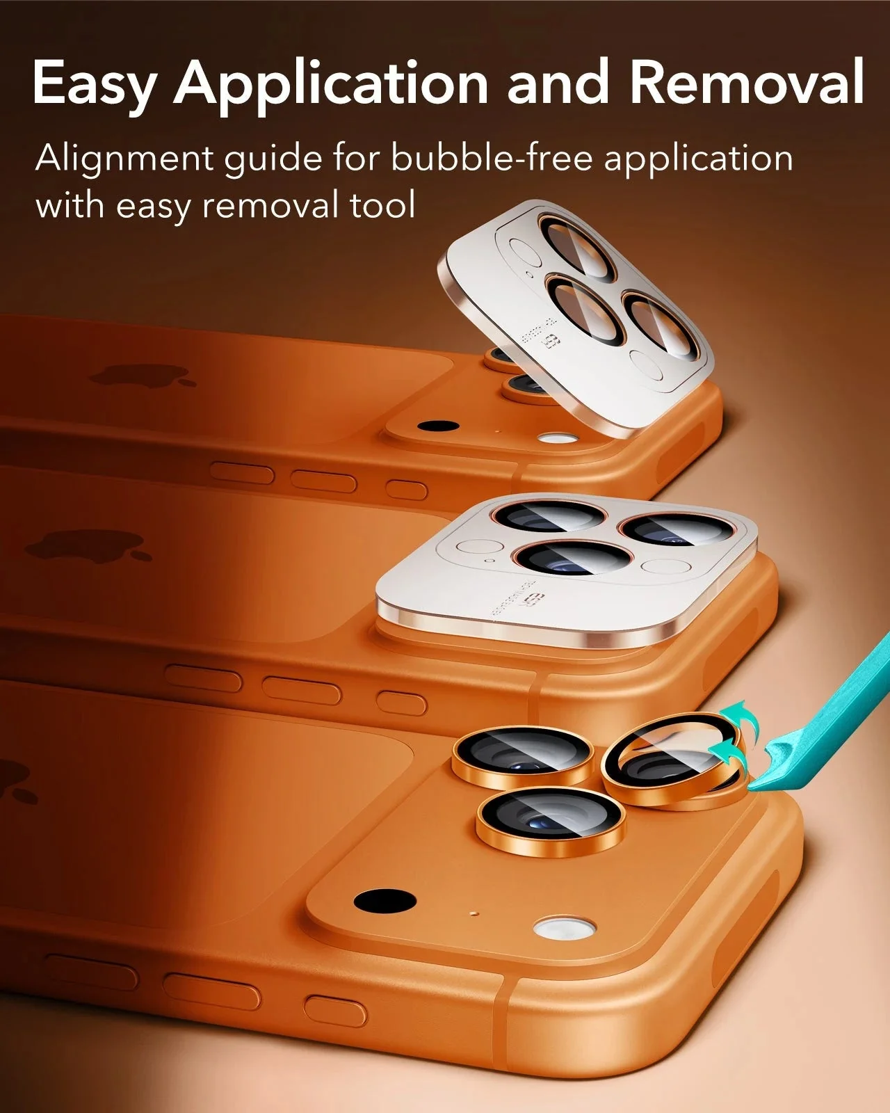 iPhone 17 Pro Max/17 Pro Armorite®️ Camera Lens Protector - Orange - Image 7
