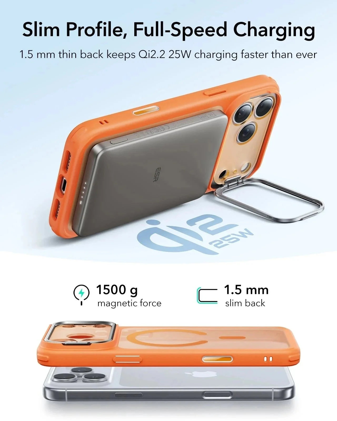iPhone 17 Pro Bundle Classic Hybrid Magnetic Case (Camera Control, Stash Stand) and Armorite Privacy Screen Protector - Frosted Orange - Image 6