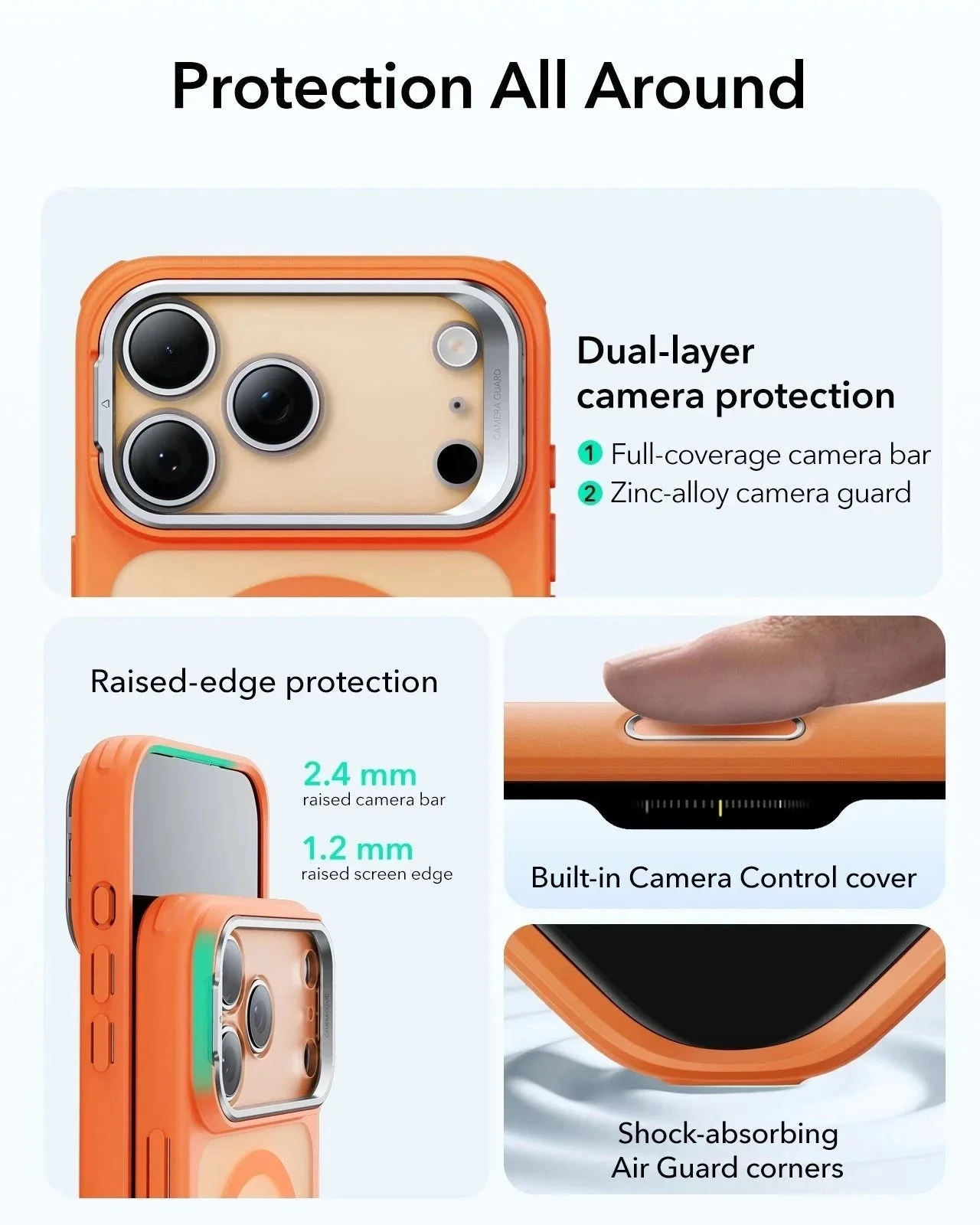 iPhone 17 Pro Max Classic Hybrid Magnetic Case (Camera Control, Stash Stand) - Frosted Orange - Image 4
