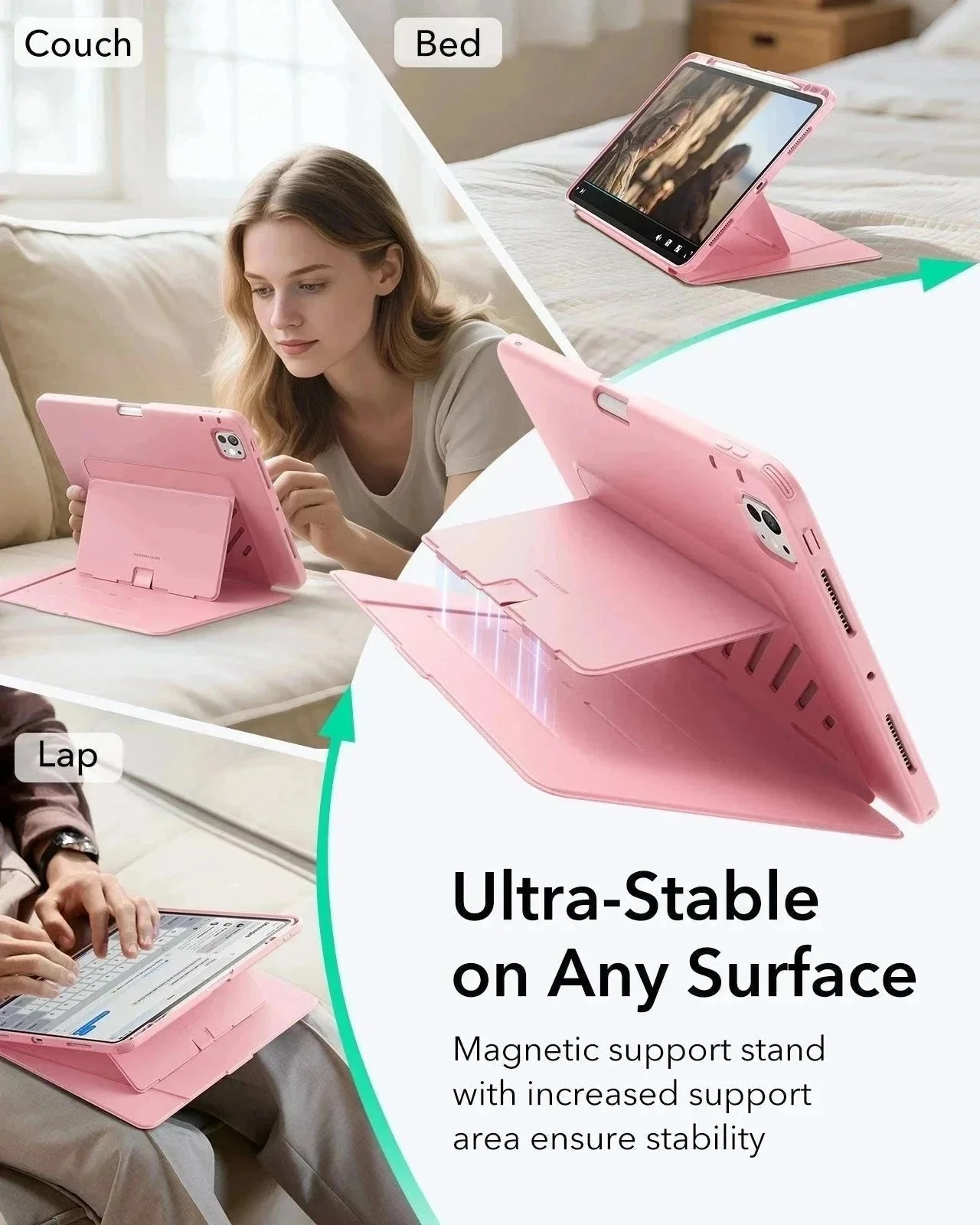 iPad Pro 13" (2025) Flip Magnetic Case with Pencil Holder - Pink - Image 4