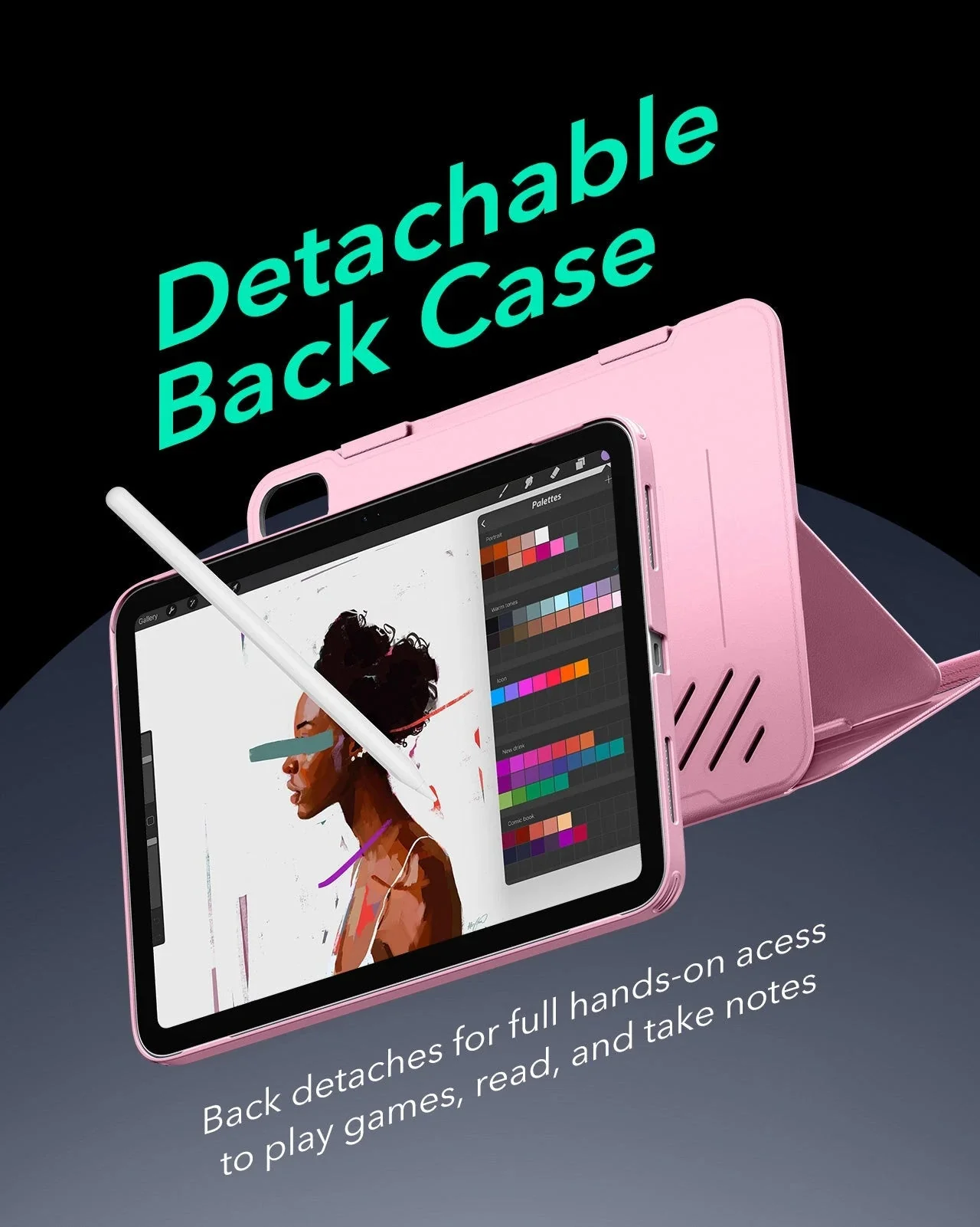 iPad 11" (A16) 2025 Bundle Shift Magnetic Case & Armorite® Paper-Feel Protection - Pink - Image 6