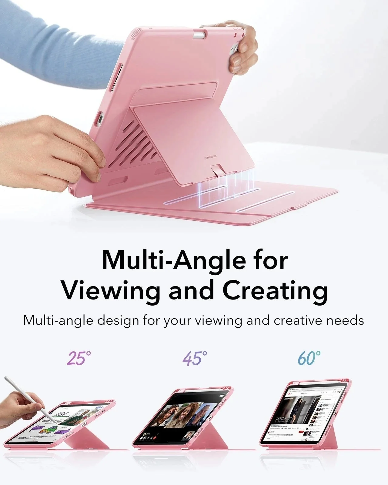 iPad Air 11" (M4) 2026 Flip Magnetic Case with Pencil Holder - Pink - Image 4