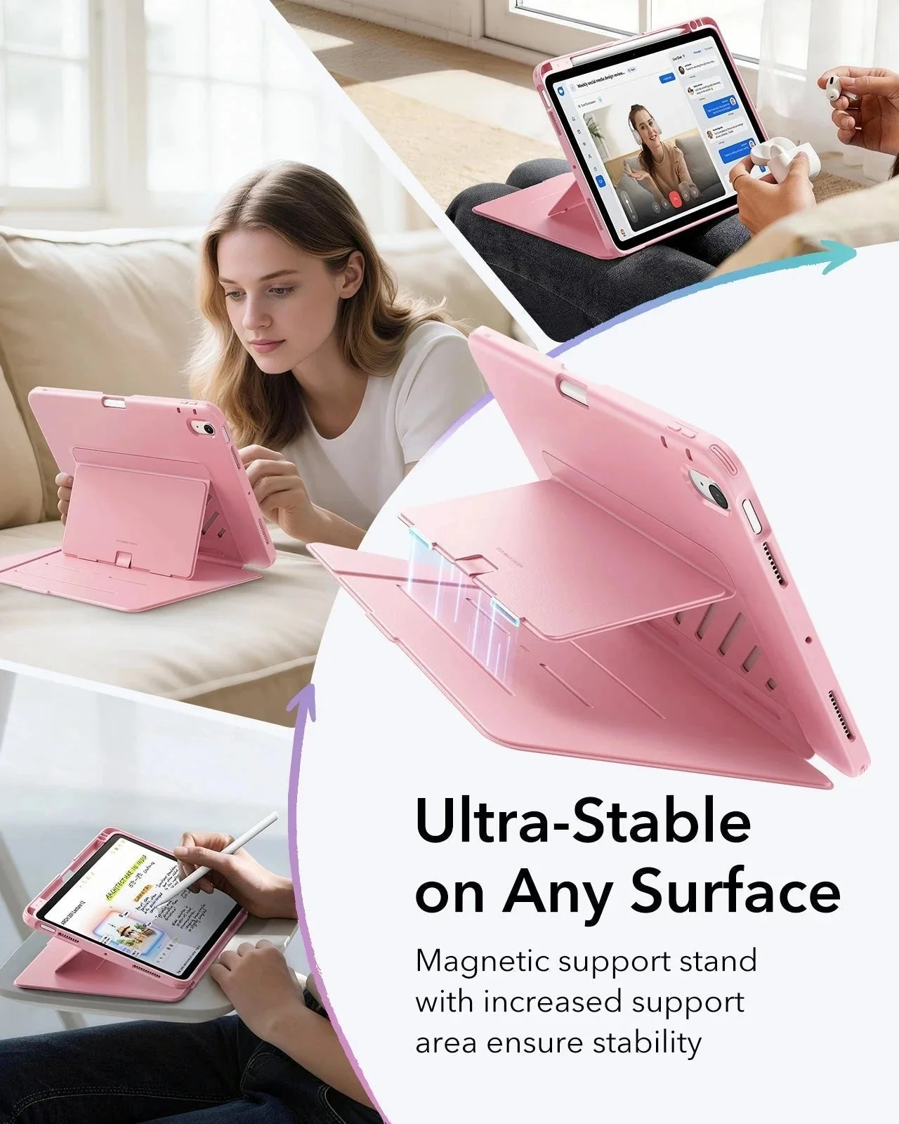 iPad Air 11" (M4) 2026 Flip Magnetic Case with Pencil Holder - Pink - Image 5