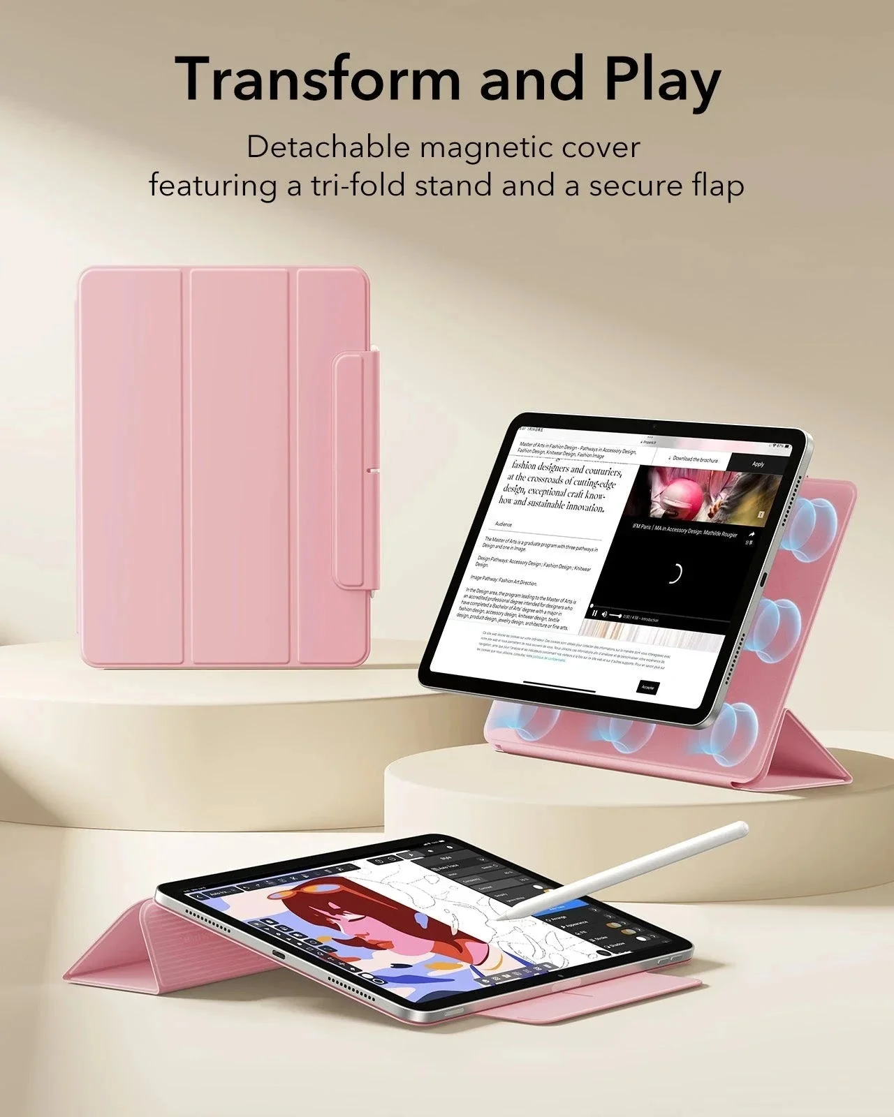 iPad Air 11" (M4) 2026 Rebound Magnetic Case - Pink - Image 3