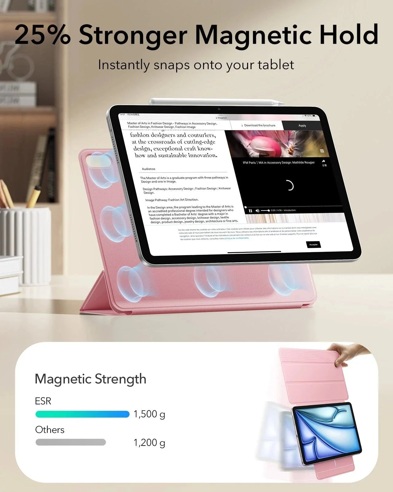 iPad Air 11" (M4) 2026 Rebound Magnetic Case - Pink - Image 6