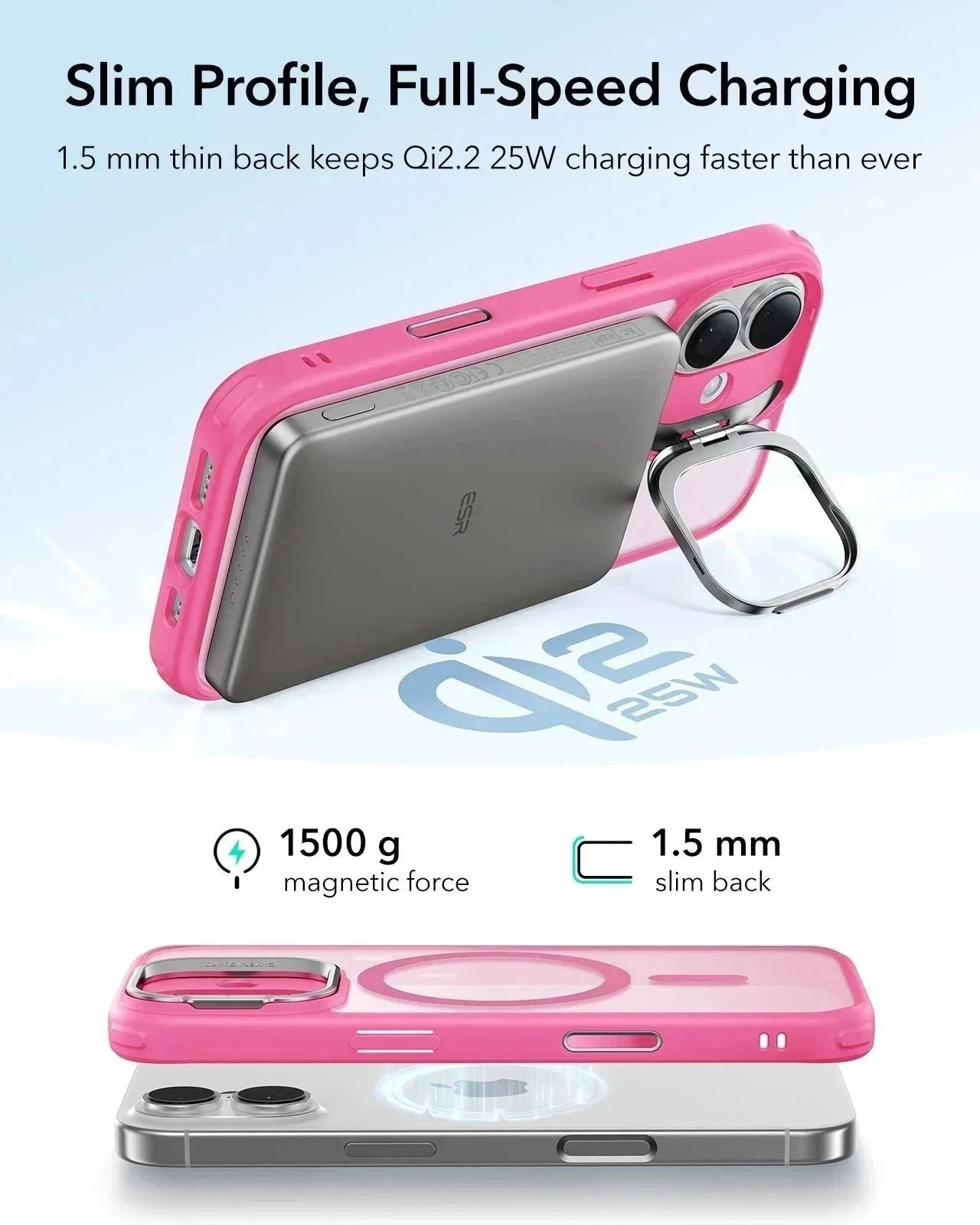 iPhone 17 Bundle Classic Hybrid Magnetic Case (Camera Control, Stash Stand) and Armorite Screen Protector - Frosted Pink - Image 6