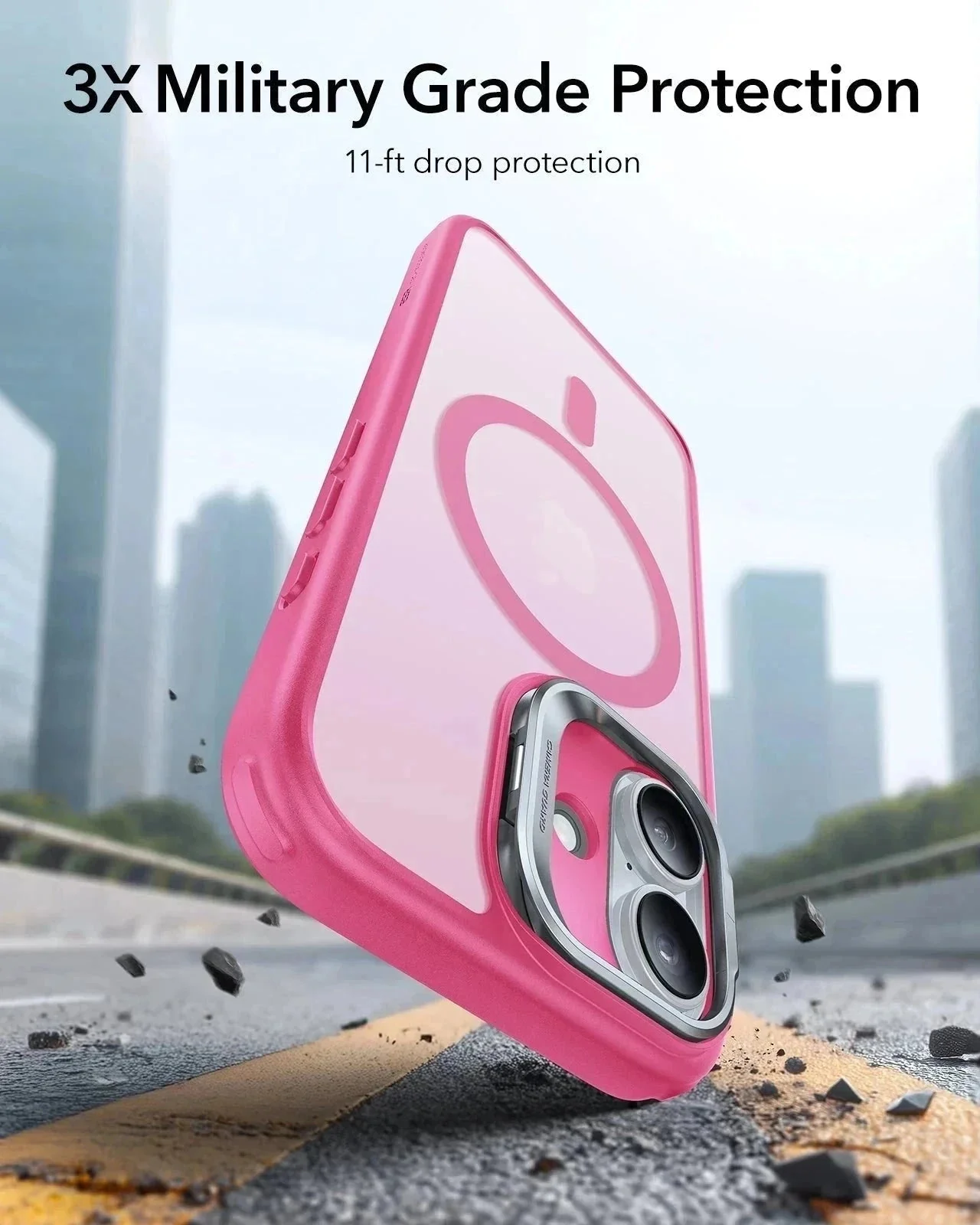 iPhone 17 Classic Hybrid Magnetic Case (Camera Control, Stash Stand) - Frosted Pink - Image 3