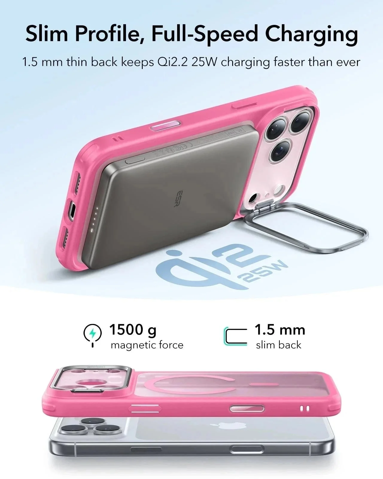 iPhone 17 Pro Classic Hybrid Magnetic Case (Camera Control, Stash Stand) - Frosted Pink - Image 6