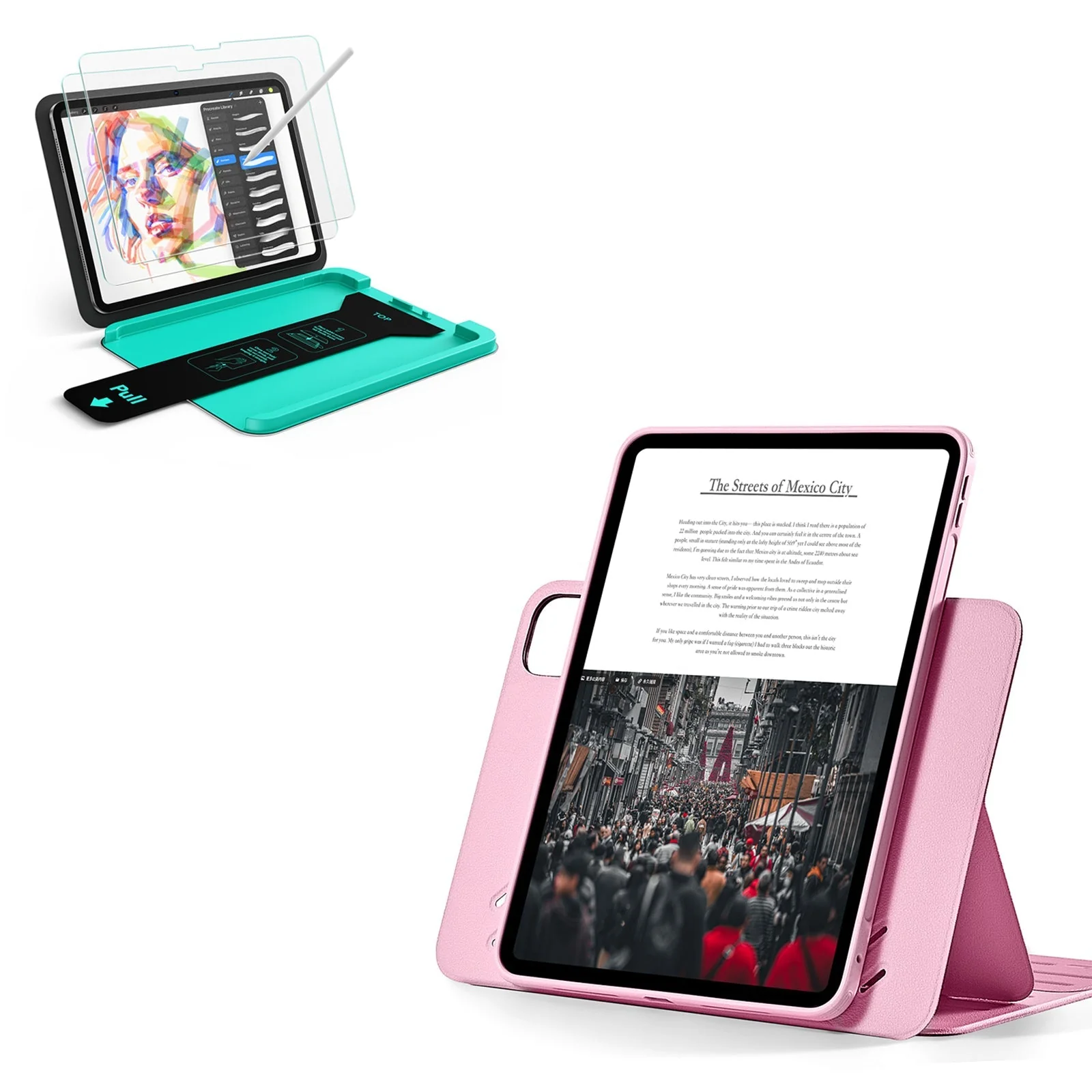 iPad Pro 13" (2025) Bundle Shift Magnetic Case & Armorite® Paper-Feel Protection - Pink