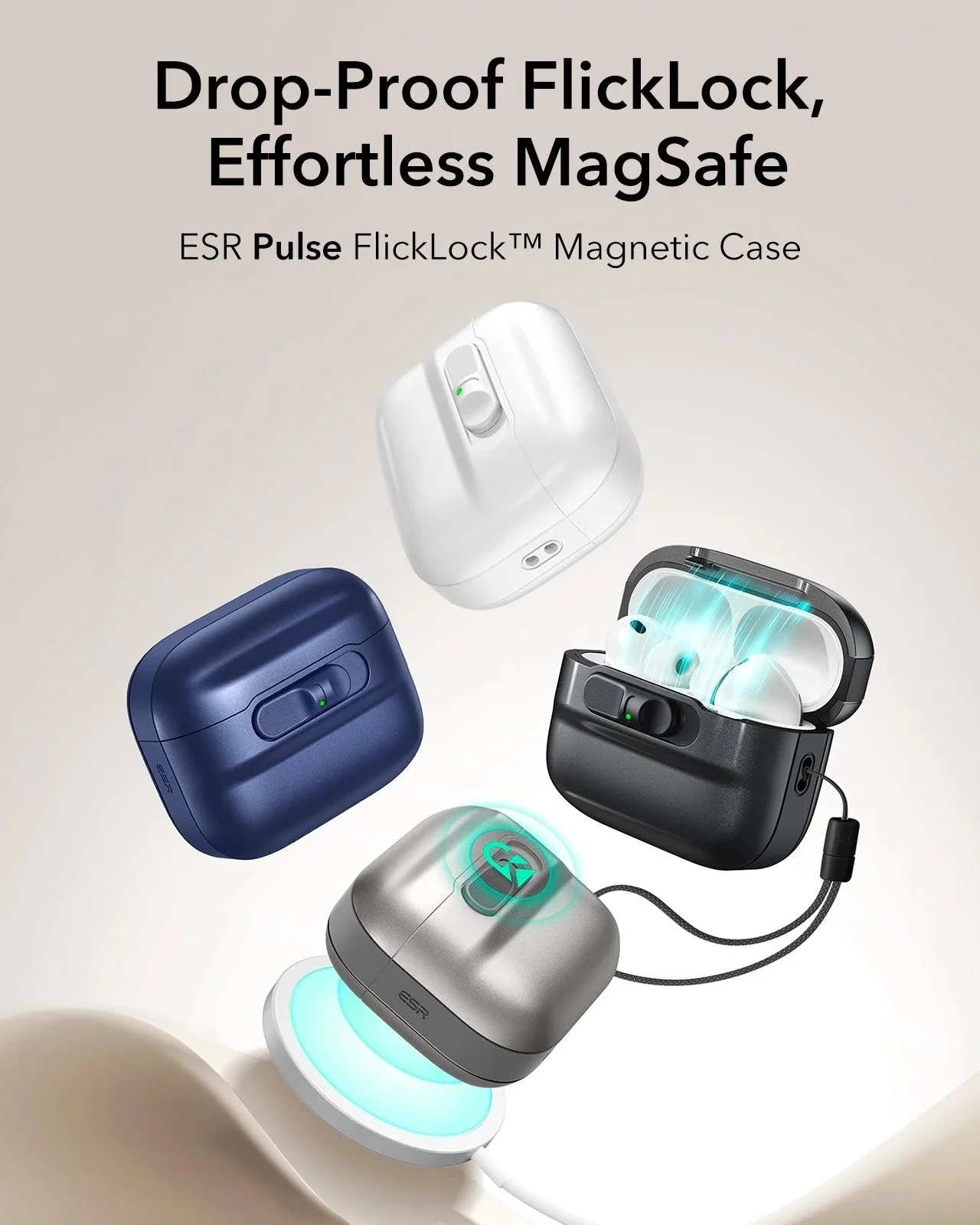 AirPods Pro 3 Pulse FlickLock Magnetic Case - White - Image 3