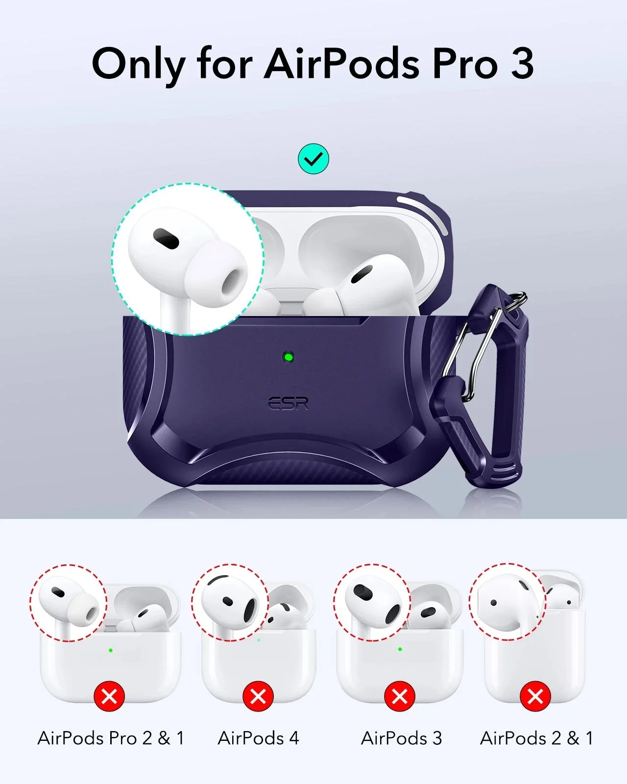 AirPods Pro 3 Cyber Tough Magnetic Case - Purple - Image 2