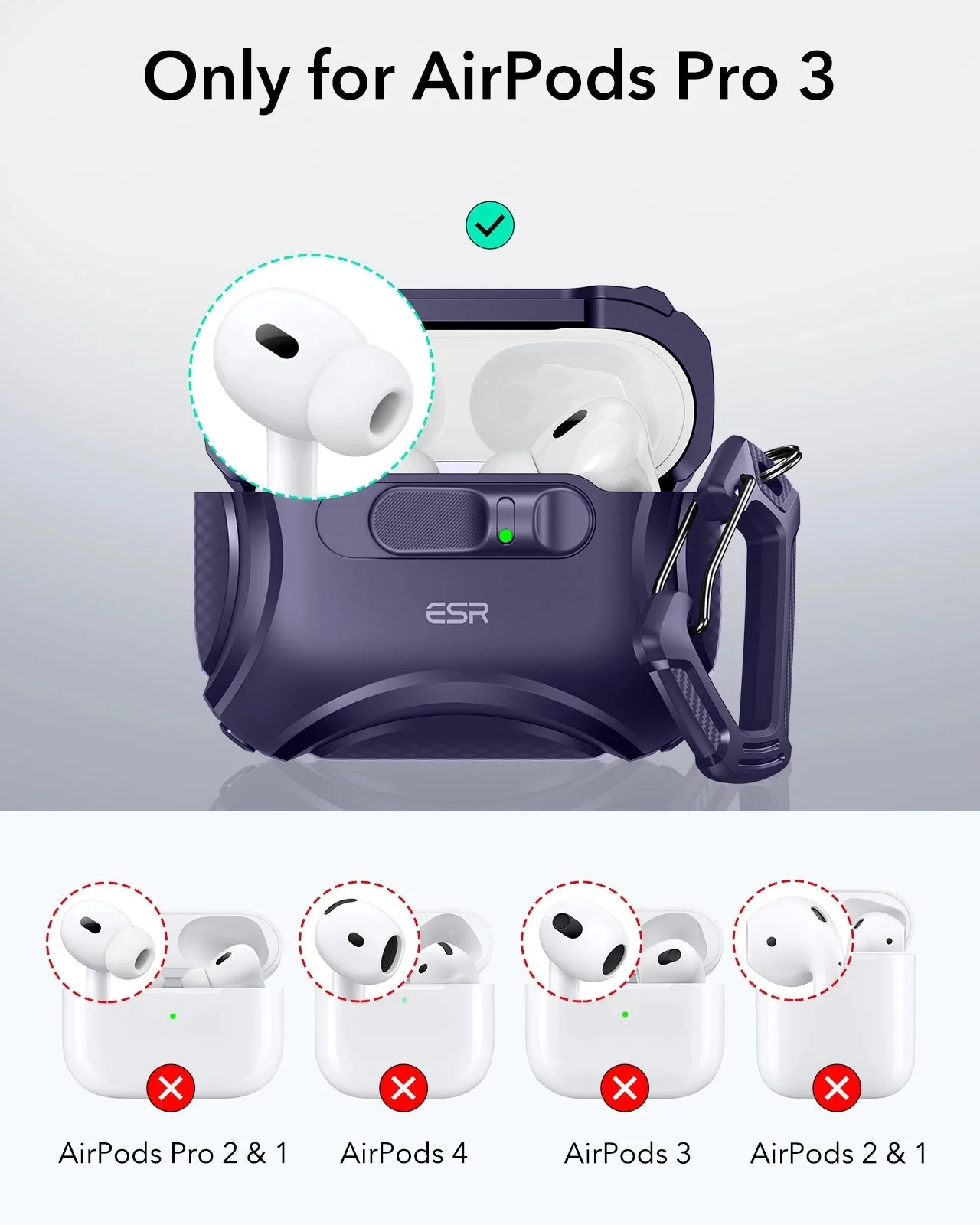 AirPods Pro 3 Cyber FlickLock Magnetic Case - Purple - Image 2