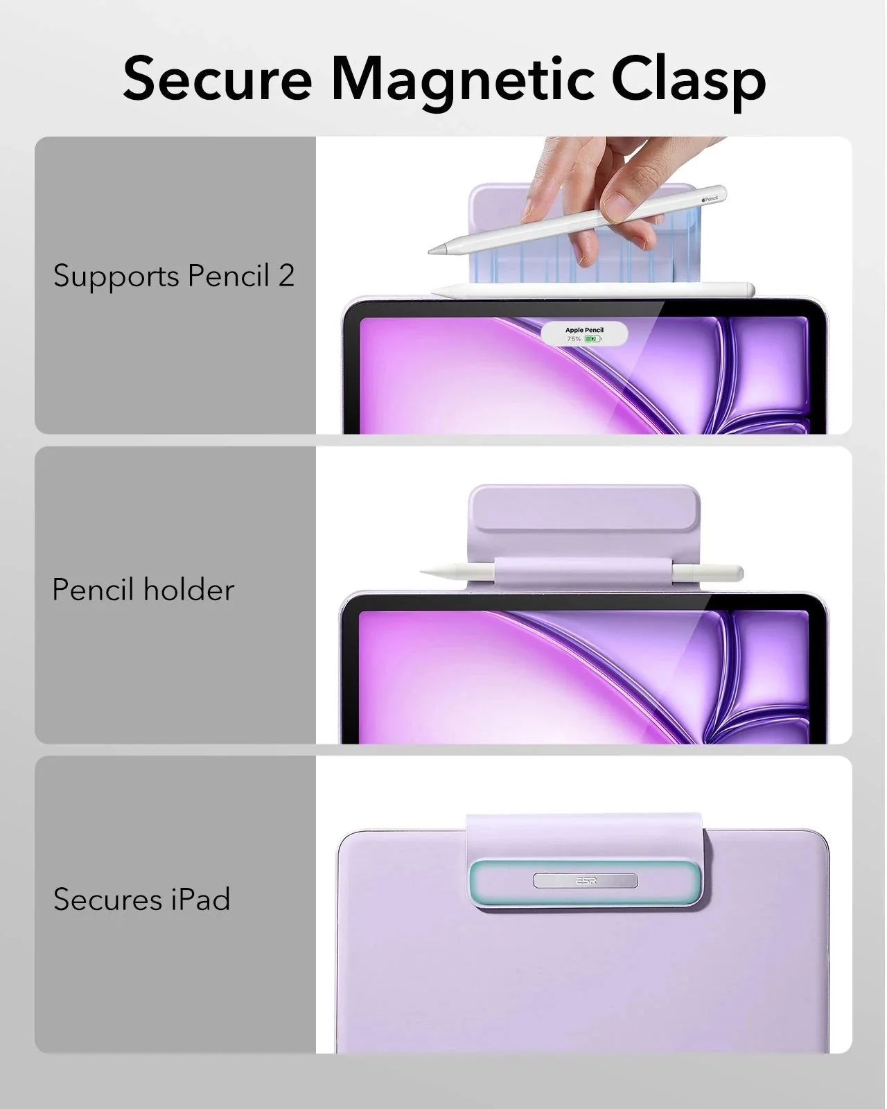 iPad Air 11” (M4) 2026 Rebound Magnetic Keyboard Case - US Layout-Purple - Image 10