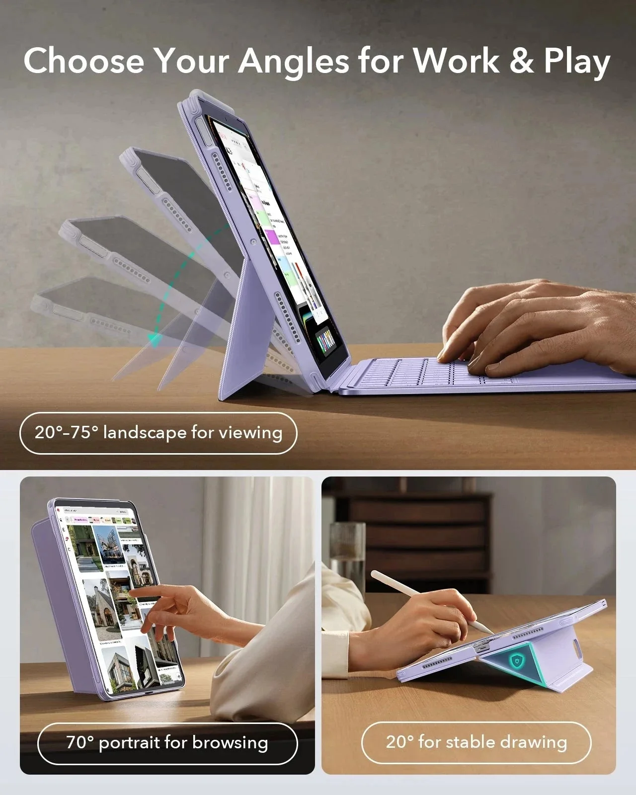 iPad Air 11” (M4) 2026 Shift Keyboard Case (Detachable) with Geo Digital Pencil Bundle -US Layout-Purple - Image 5