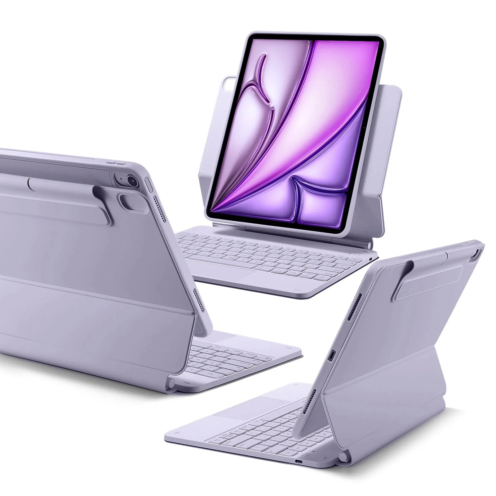 iPad Air 13" (M4) 2026 Rebound Magnetic Keyboard Case 360 - US Layout-Purple