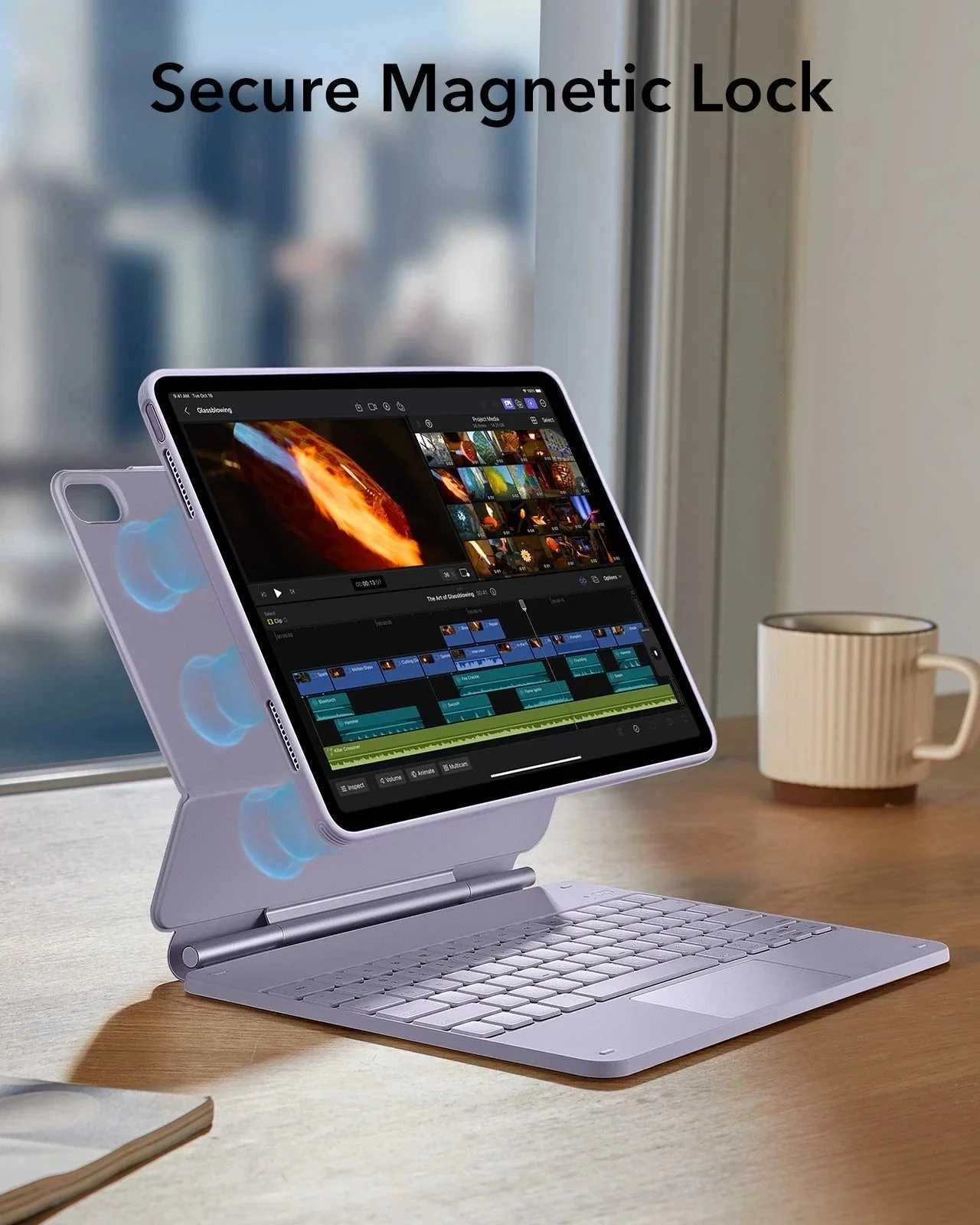 iPad Air 13" (M4) 2026 Rebound Magnetic Keyboard Case 360 - US Layout-Purple - Image 9