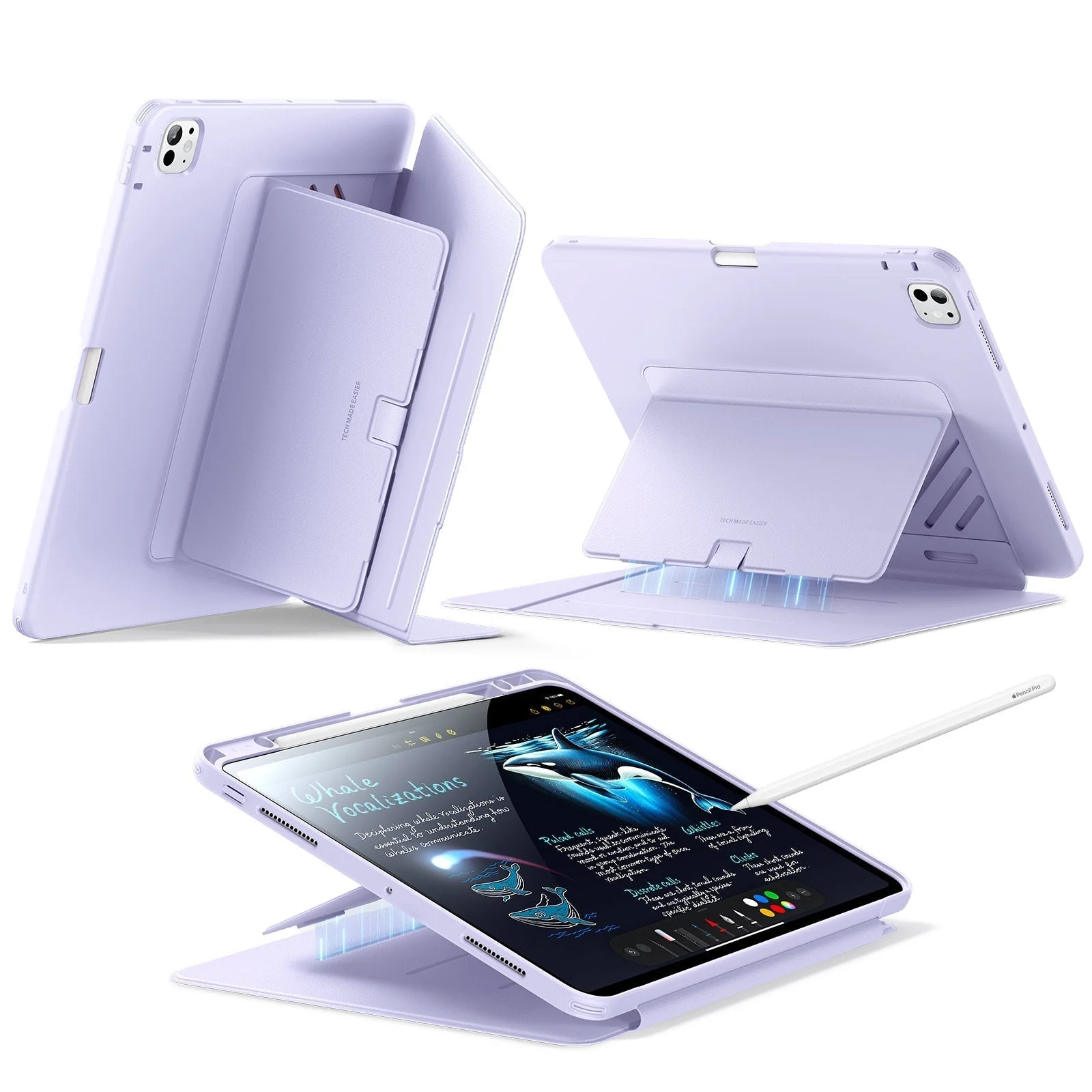 iPad Pro 13" (2025) Flip Magnetic Case with Pencil Holder - Purple