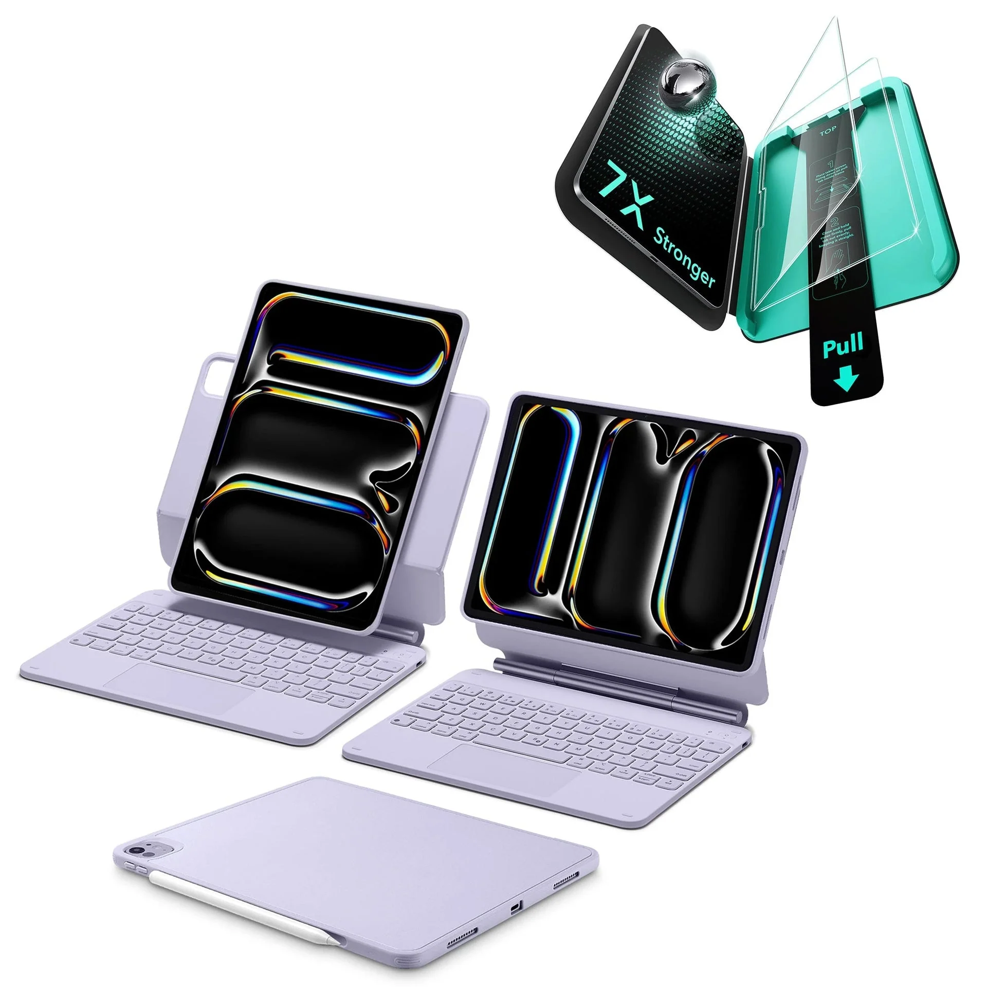 iPad Pro 13ʺ (2025) Bundle Rebound Magnetic Keyboard Case 360 & Armorite Screen Protectors  - US Layout-Purple