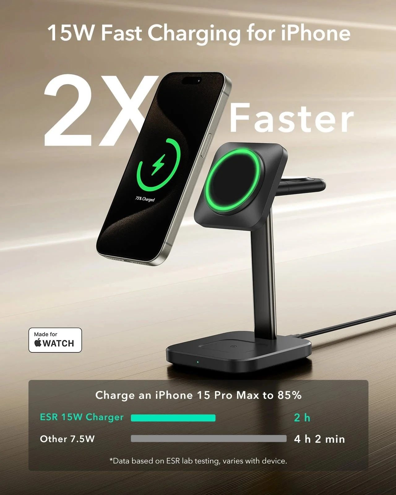 3-in-1 Magnetic Charging Station (15W) - Grey - US PLUG - Image 7