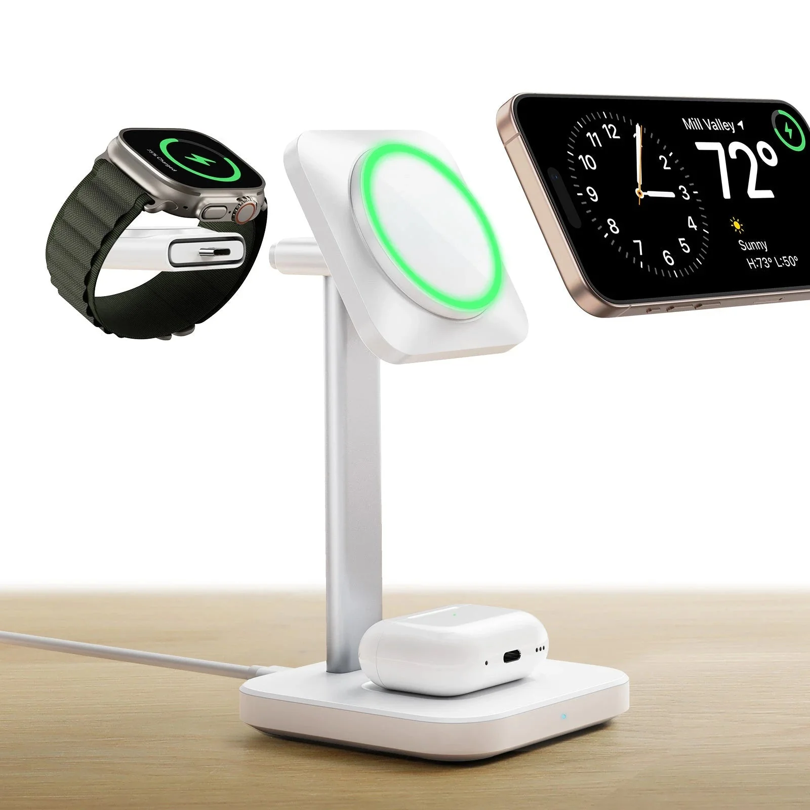 3-in-1 Magnetic Charging Station (15W) - White - AU PLUG