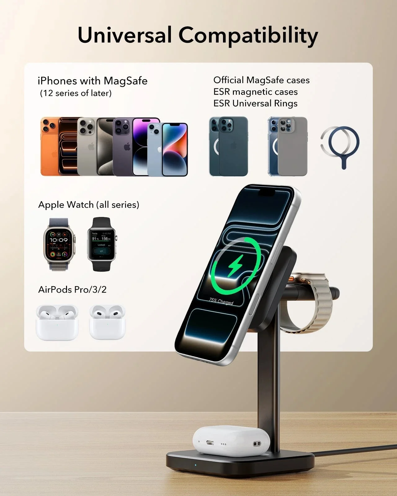 3-in-1 Magnetic Charging Station (15W) - White - AU PLUG - Image 7