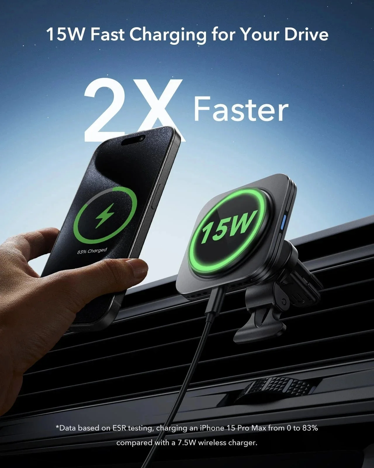15W Magnetic Wireless Car Charger(Halolock) - Black - Image 6