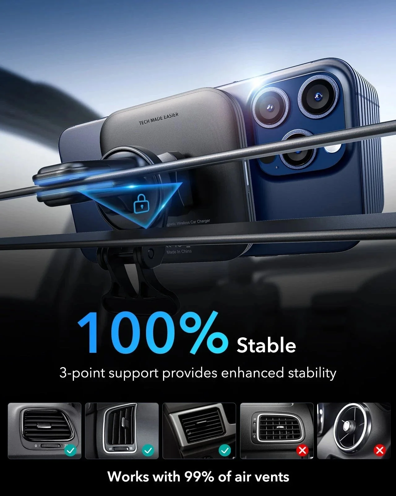 15W Magnetic Wireless Car Charger(Halolock) - Black - Image 9