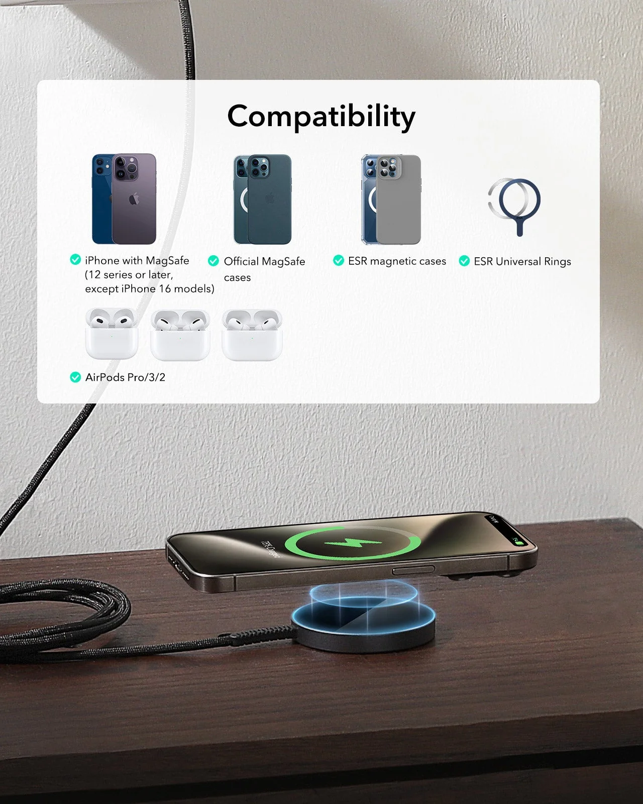 Magnetic Charging Pad (15W)- Black - 2 Sets - Image 7