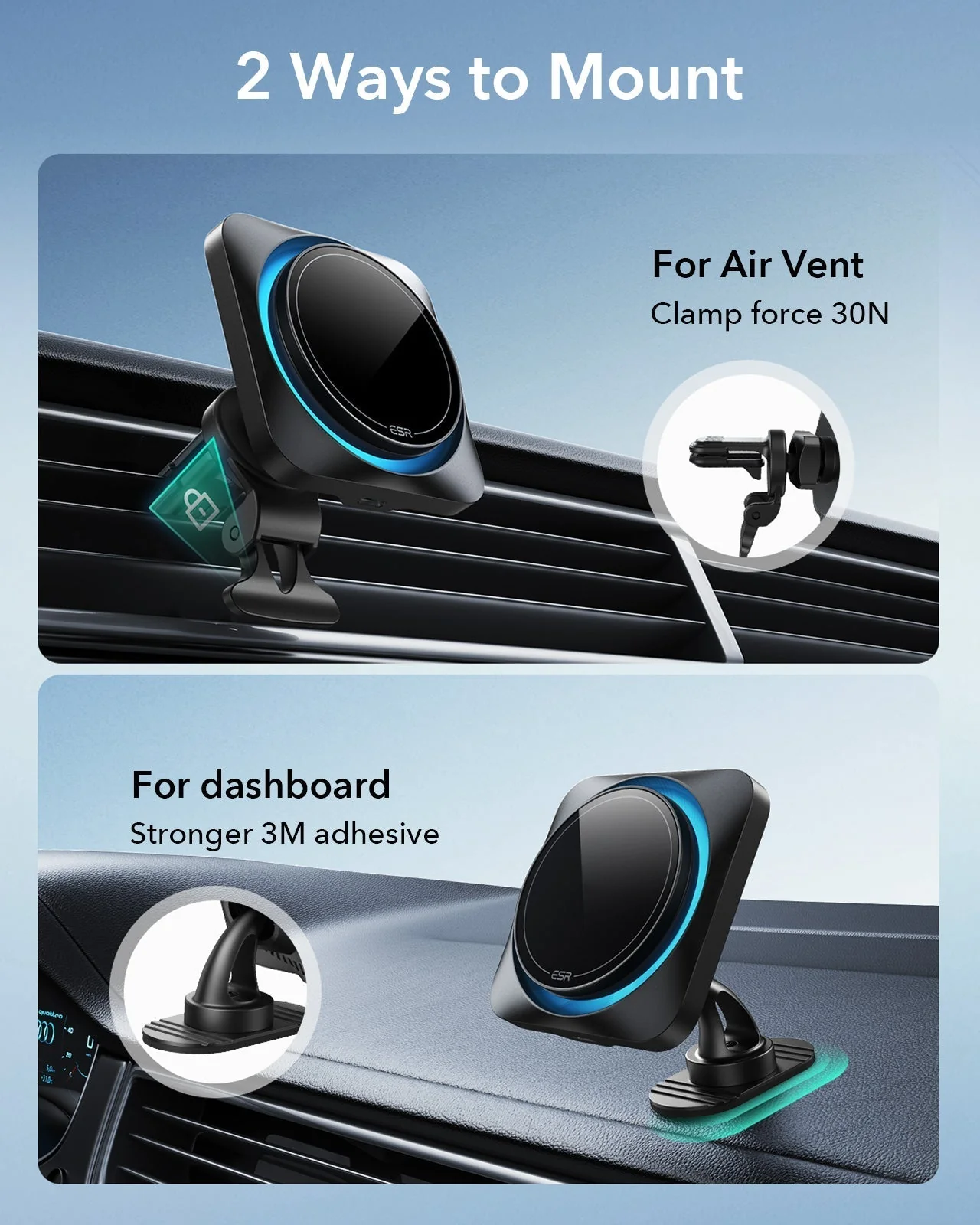 15W Wireless Car Charger with CryoBoost (HaloLock) - Black - Image 7