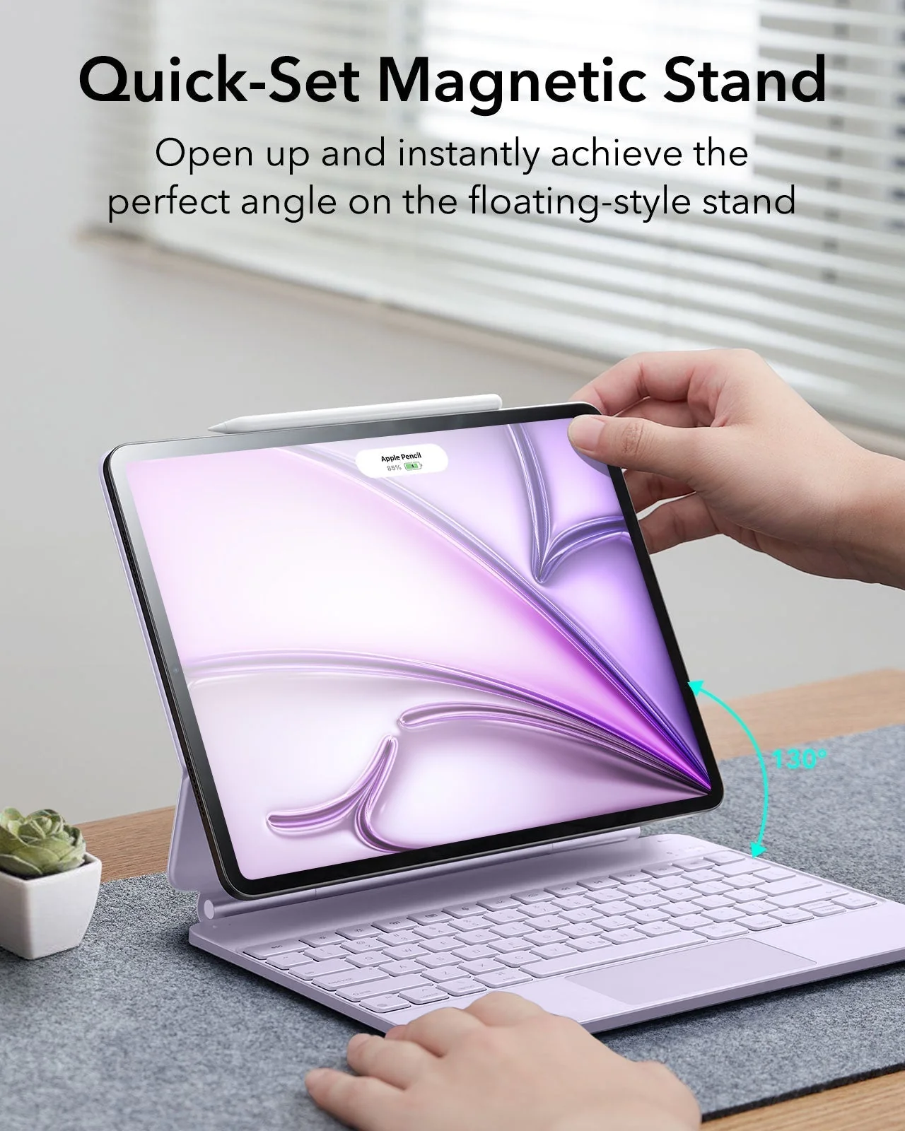 iPad Air 13” (M4) 2026 Rebound Magnetic Keyboard Case - US Layout-Purple - Image 6