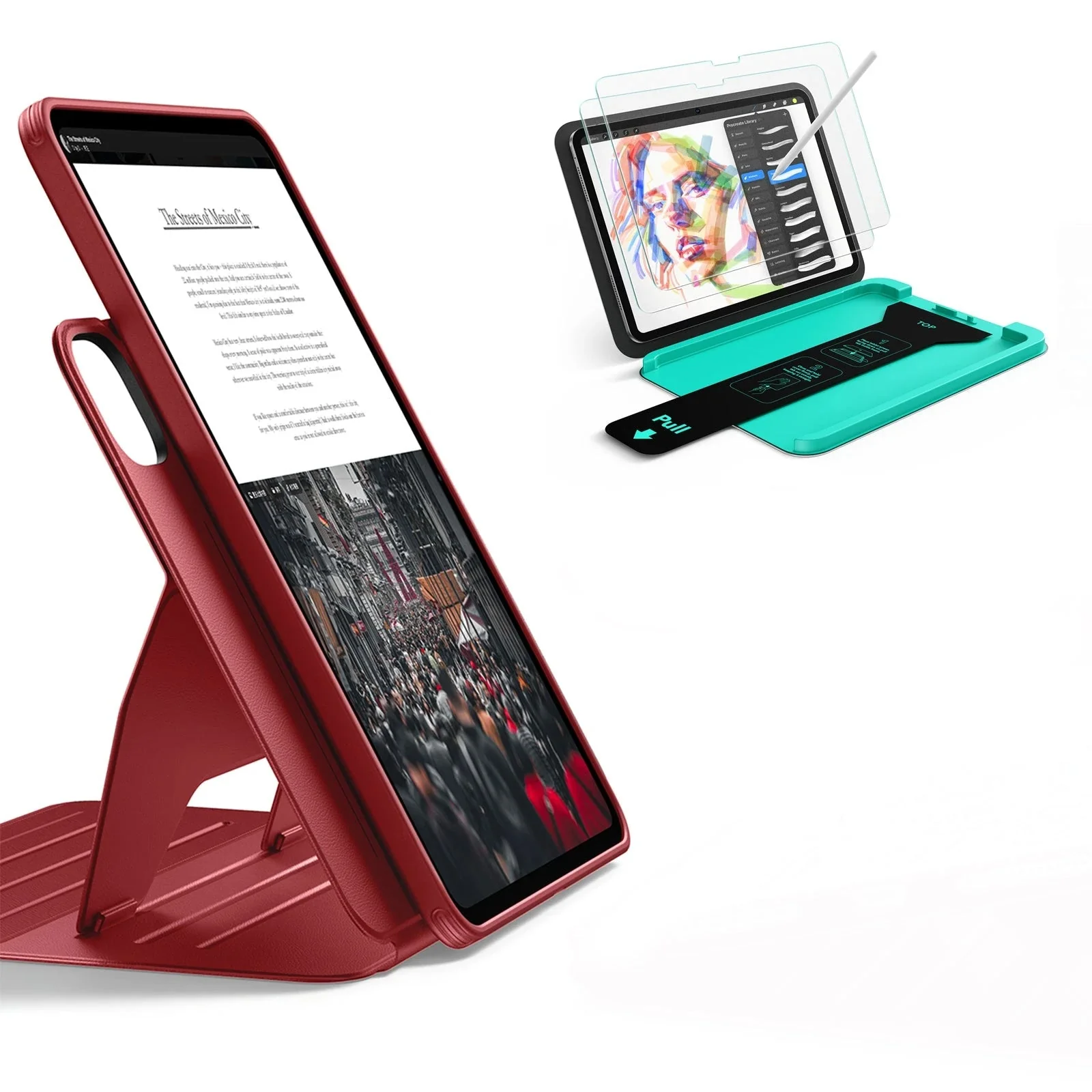 iPad Pro 13" (2025) Bundle Shift Magnetic Case & Armorite® Paper-Feel Protection - Red