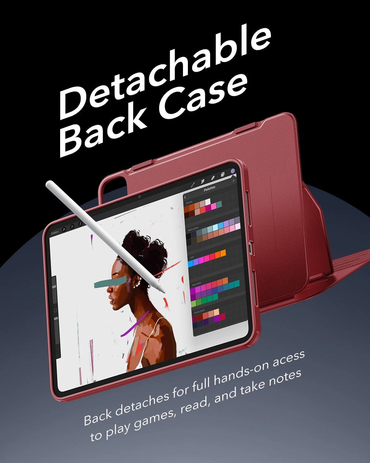 iPad Pro 13" (2025) Bundle Shift Magnetic Case & Armorite® Paper-Feel Protection - Red - Image 6