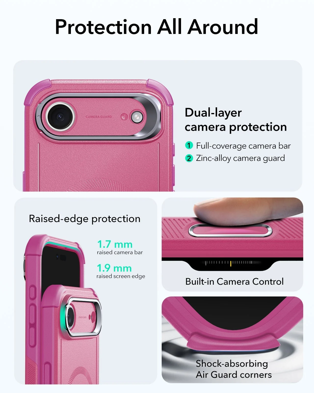 iPhone Air Cyber Tough Magnetic Case (Camera Control, Stash Stand) - Rosy Pink - Image 3
