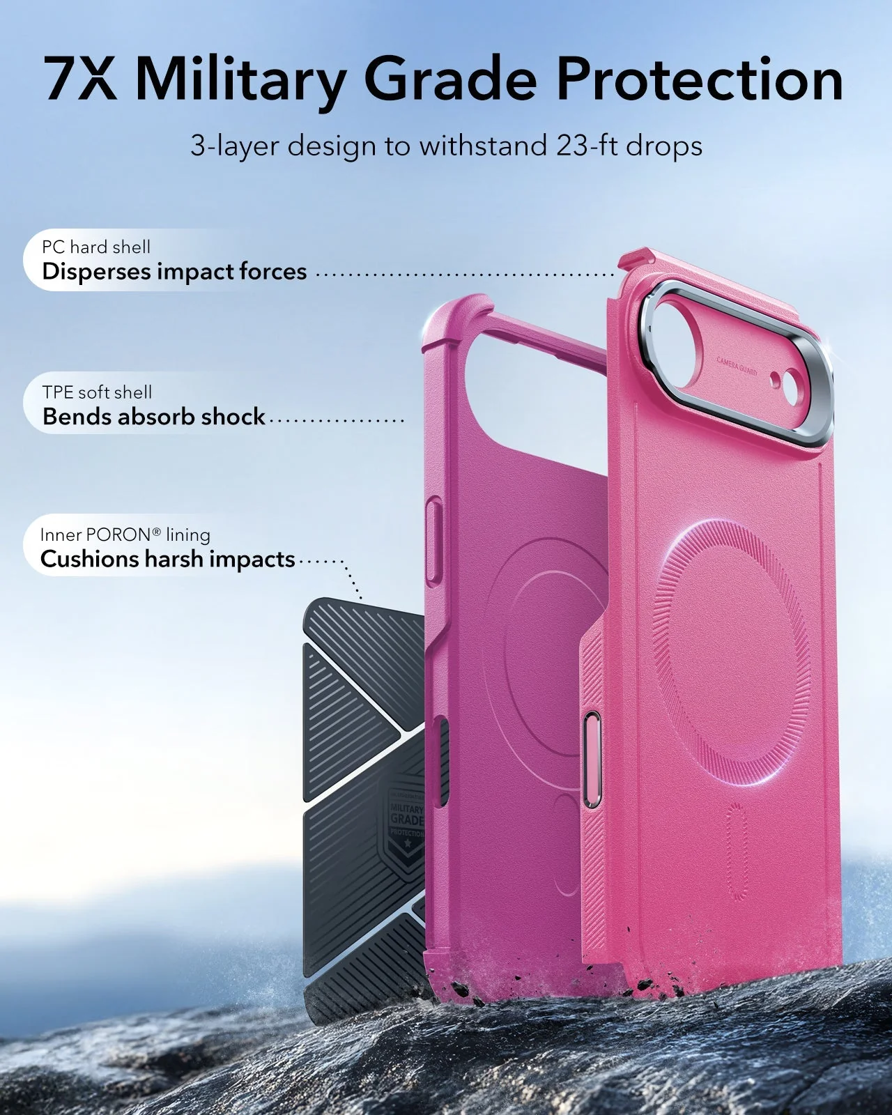 iPhone Air Cyber Tough Magnetic Case (Camera Control, Stash Stand) - Rosy Pink - Image 4
