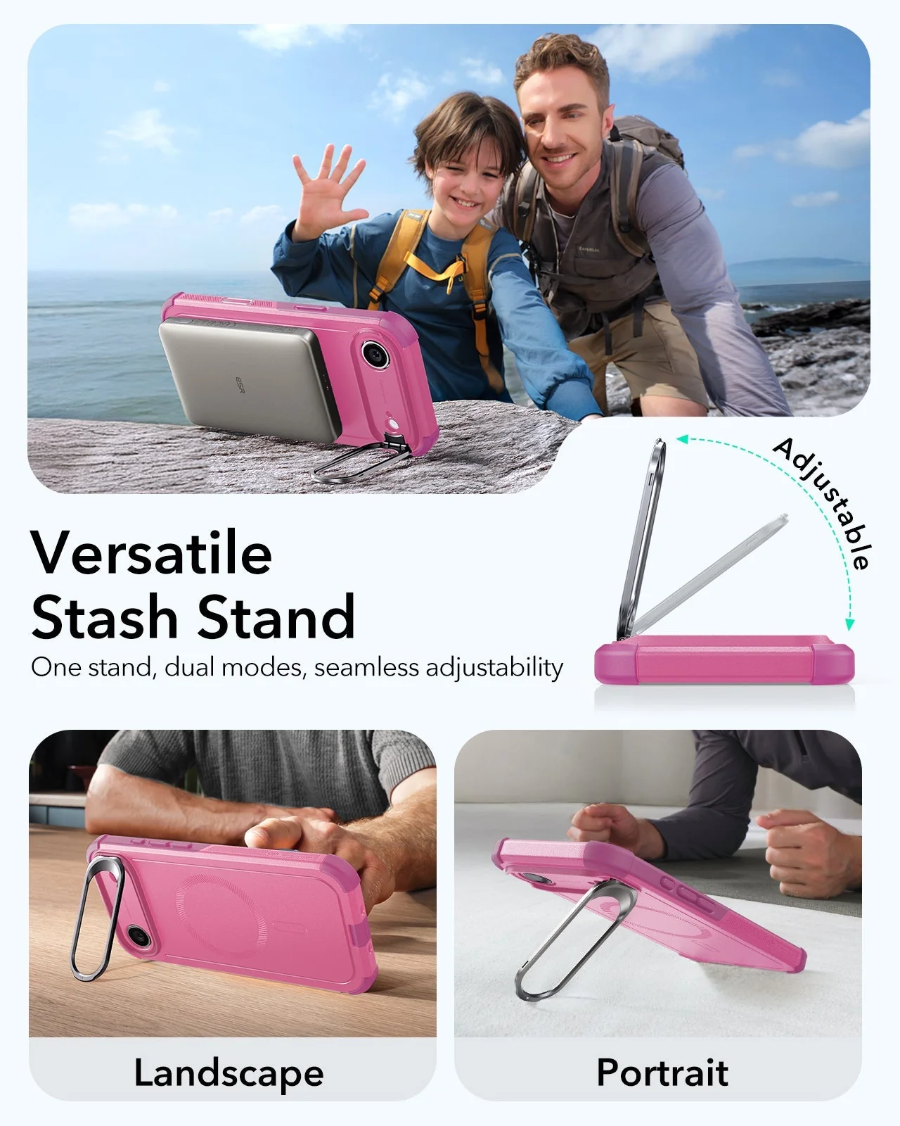 iPhone Air Cyber Tough Magnetic Case (Camera Control, Stash Stand) - Rosy Pink - Image 5
