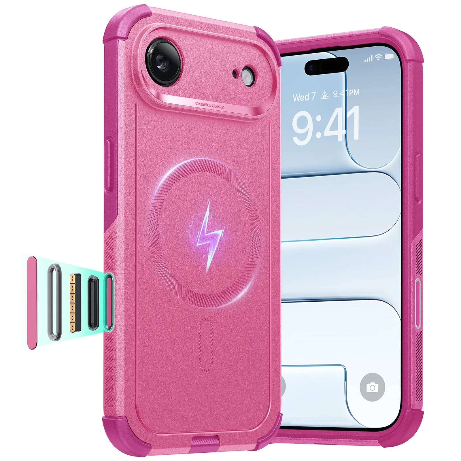 iPhone Air Cyber Tough Magnetic Case (Camera Control) - Rosy Pink