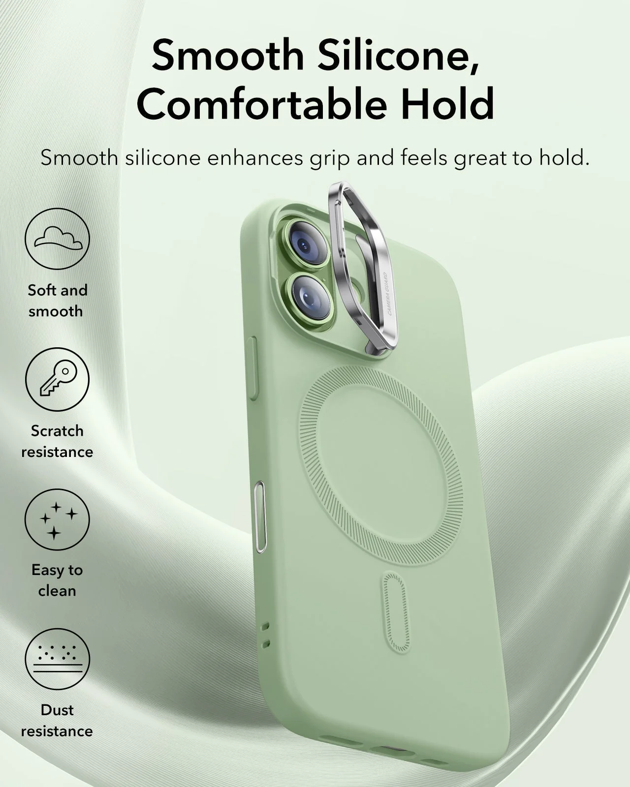 iPhone 17 Cloud Soft Magnetic Case (Camera Control, Stash Stand) Armorite Privacy Protection Bundle - Sage Green - Image 6