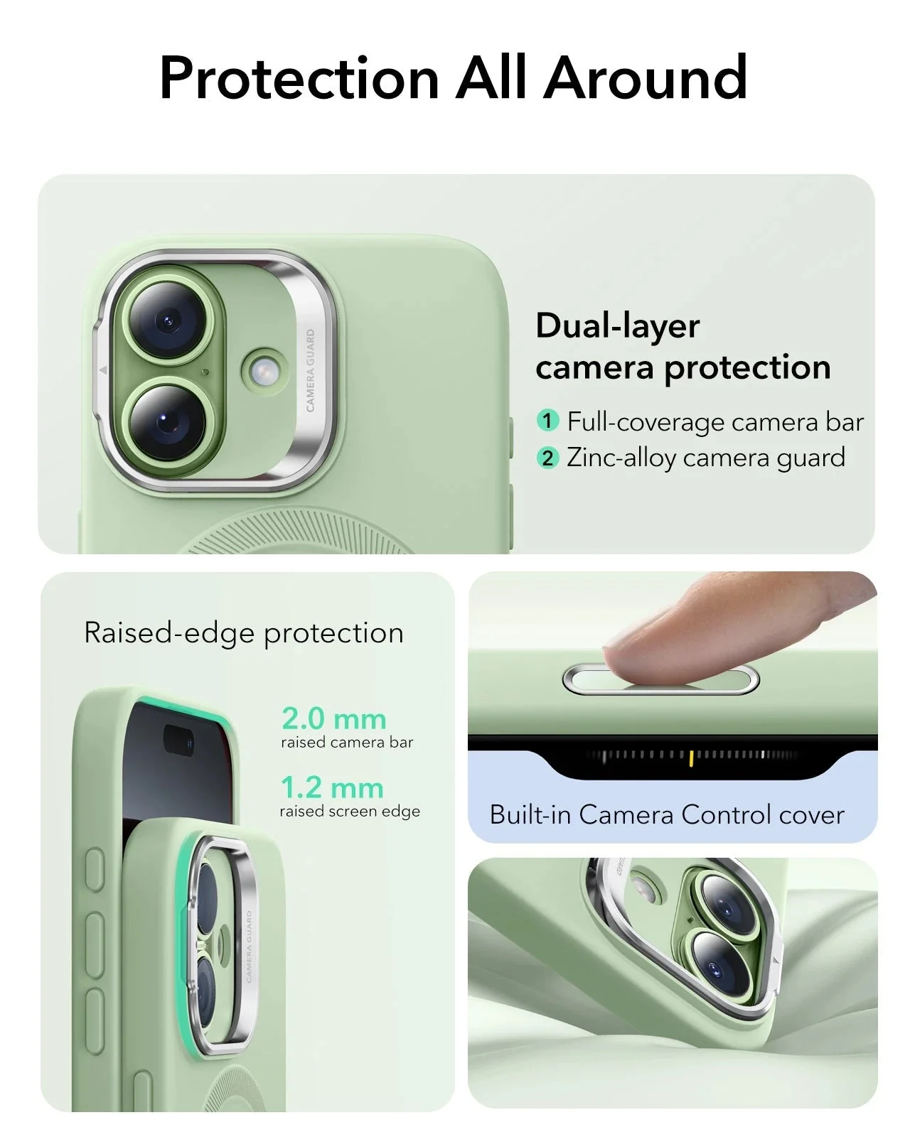 iPhone 17 Cloud Soft Magnetic Case (Camera Control, Stash Stand) Armorite Protection Bundle - Sage Green - Image 3