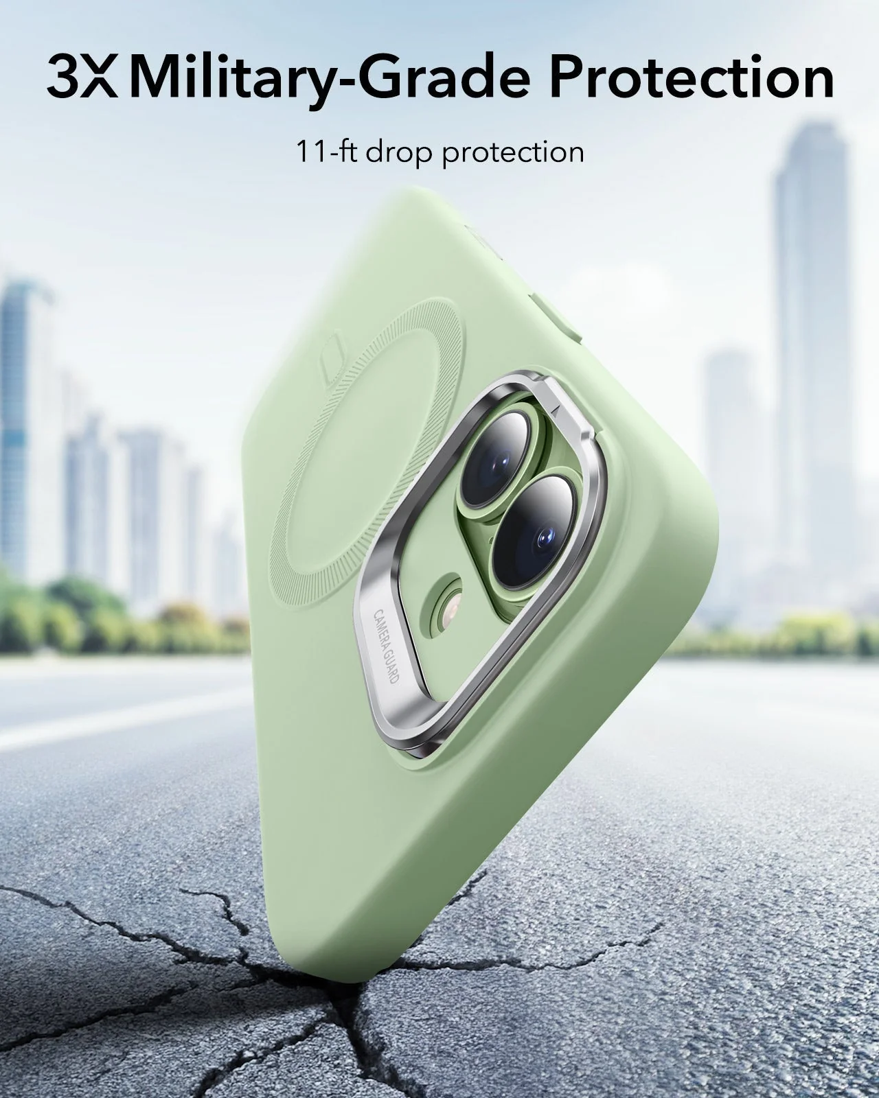 iPhone 17 Cloud Soft Magnetic Case (Camera Control, Stash Stand) Armorite Protection Bundle - Sage Green - Image 4