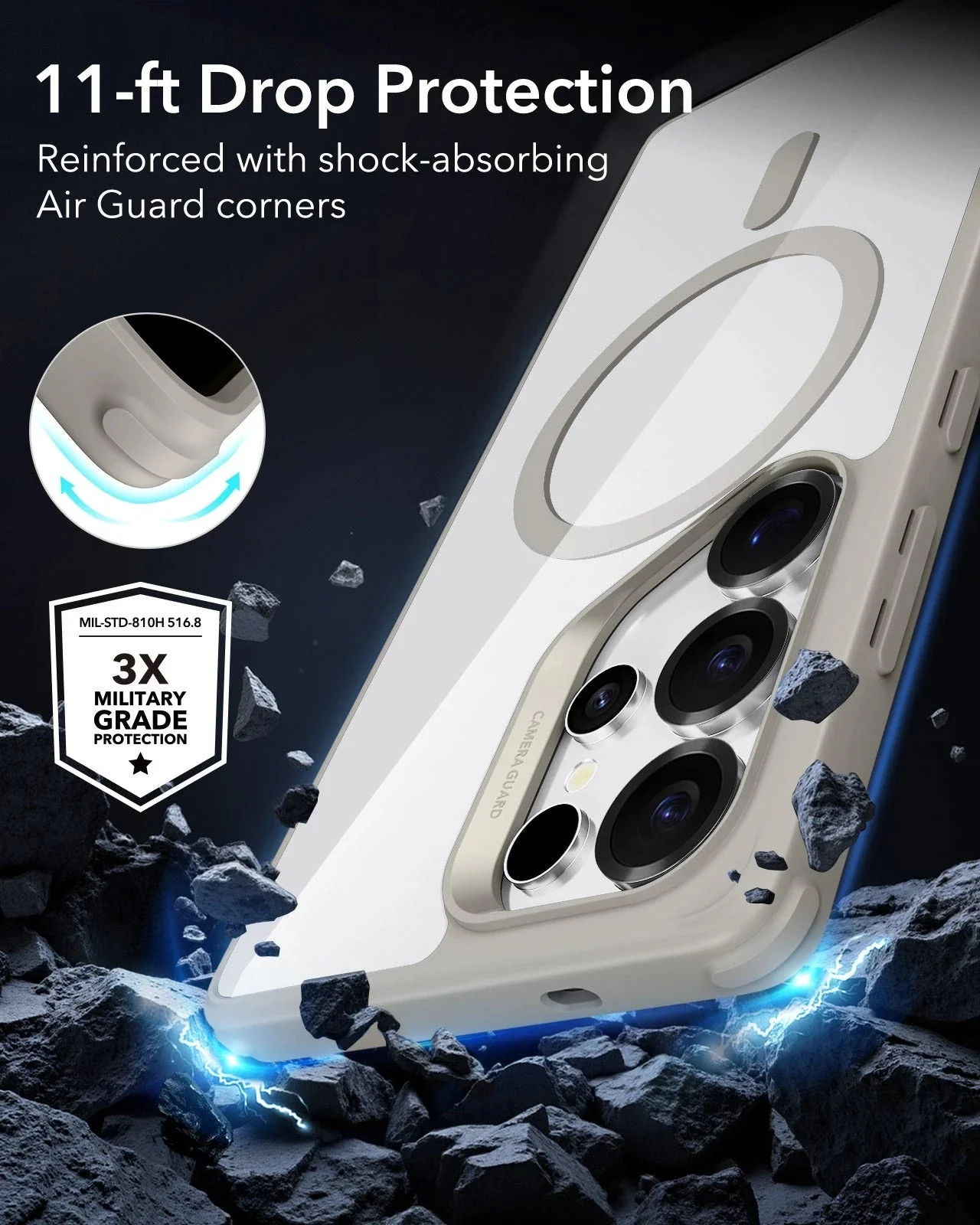 Galaxy S25 Ultra HaloLock Classic Hybrid Case - Clear Grey - Image 5