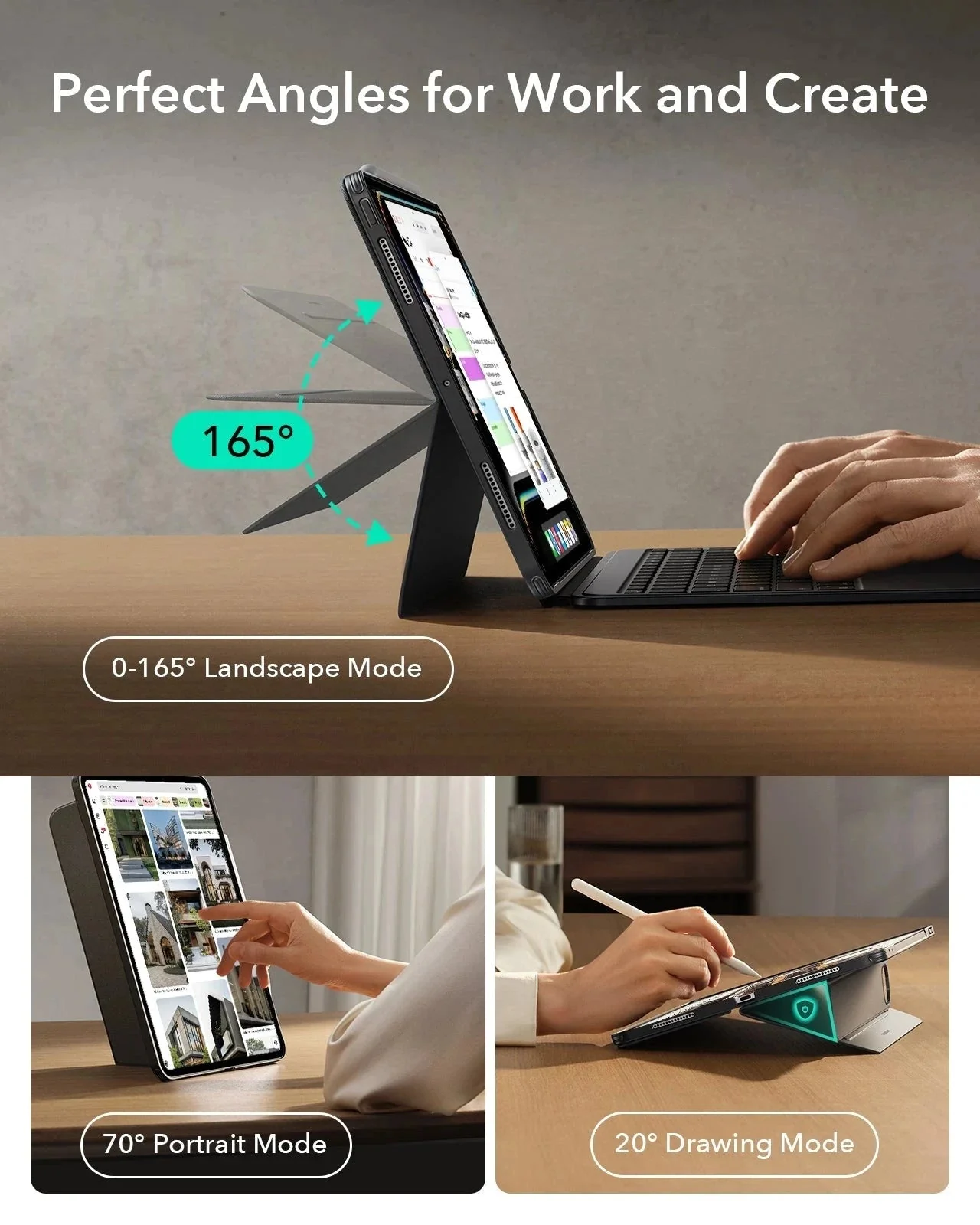 iPad Pro 13″ (2025) Bundle: Shift Tastaturhülle, Geo Digitalstift & Displayschutz- DE Layout - Dark Gray - Image 4