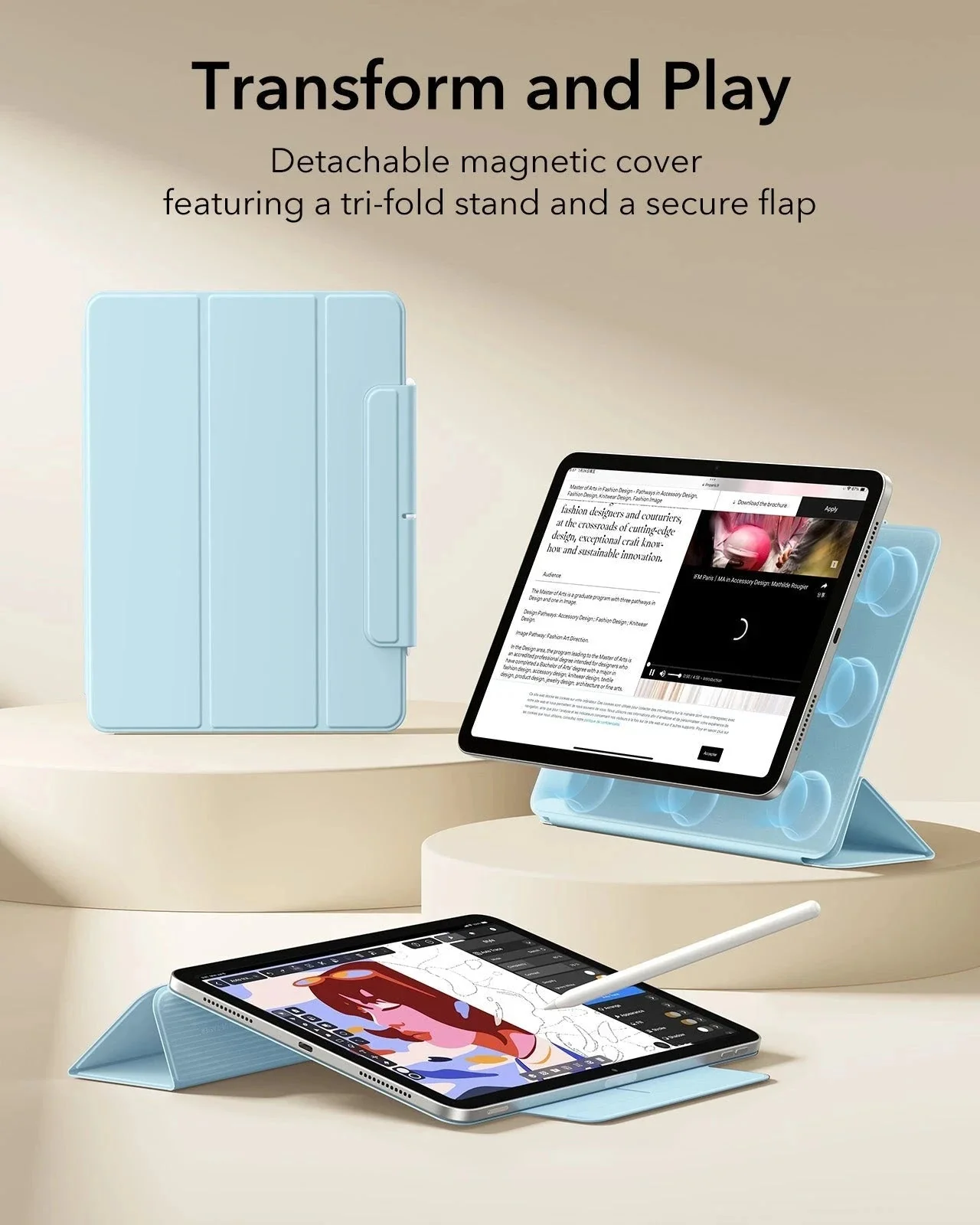 iPad Air 11" (M4) 2026 Rebound Magnetic Case - Sky Blue - Image 3