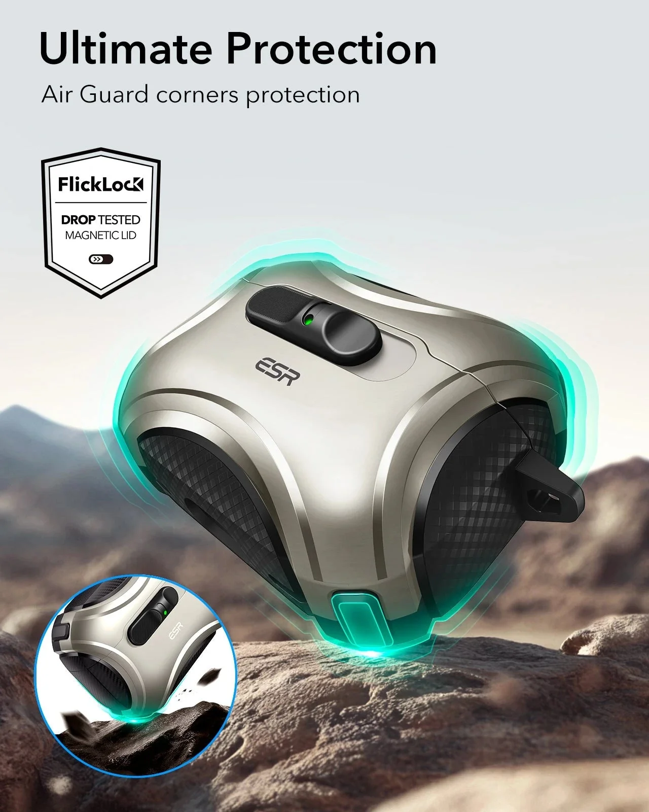 AirPods Pro 3 Cyber FlickLock Magnetic Case - Titanium - Image 7